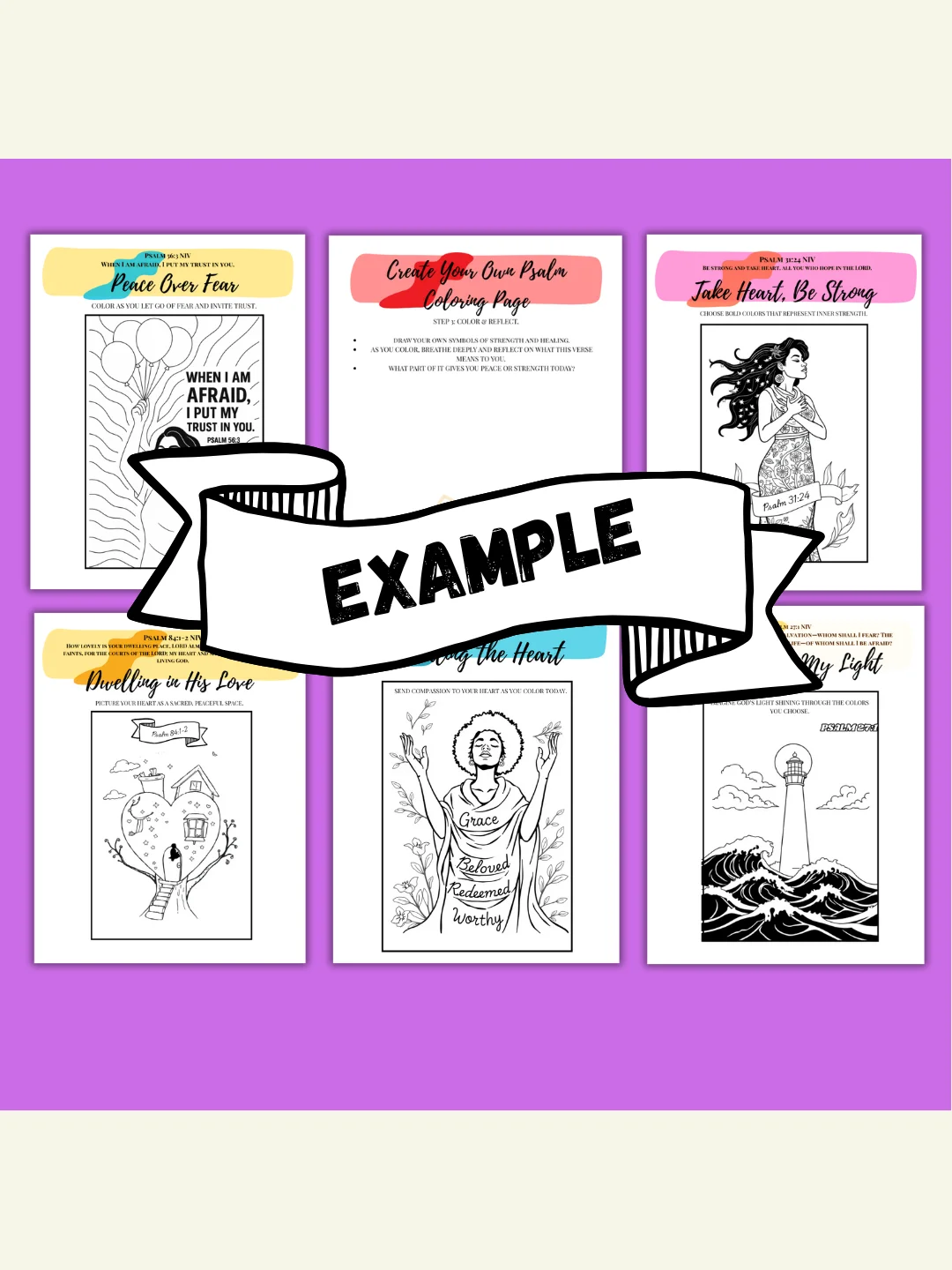 Psalms for Peace – DIGITAL Art Therapy Coloring Workbook For Girls 8+ & Women product image (4)