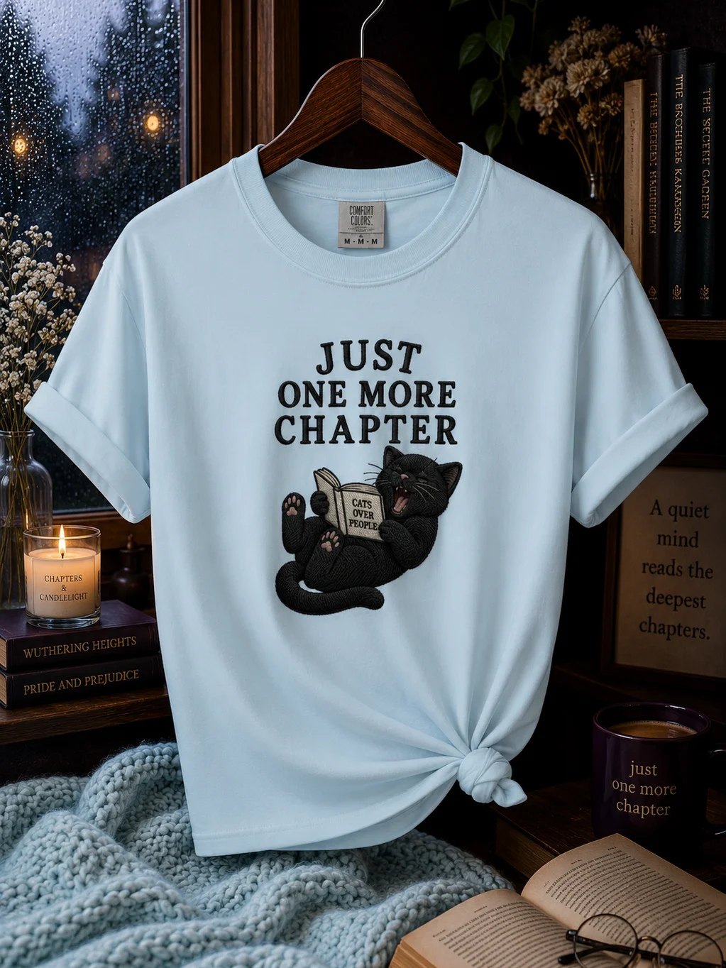 Just One More Chapter Cat Book Lover Comfort Colors Tee product image (1)