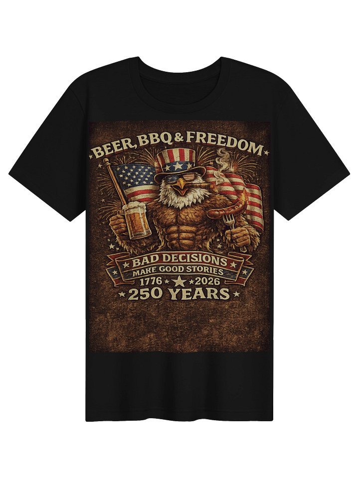 Funny 4th of July Shirt 2026 – Beer BBQ & Freedom Eagle T-Shirt, 250 Years Patriotic American Tee, Vintage USA Independence Day Shirt product image (5)