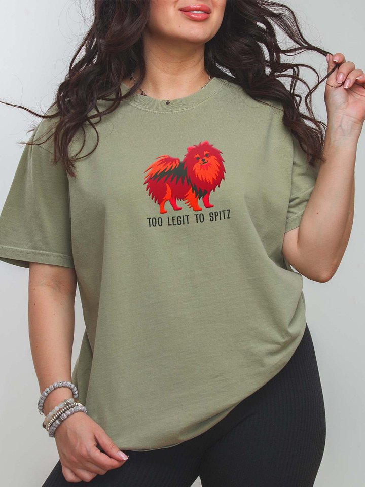 Too Legit to Spitz T-Shirt(Embroidered) of a Pomeranian(Chocolate & Tan) product image (2)