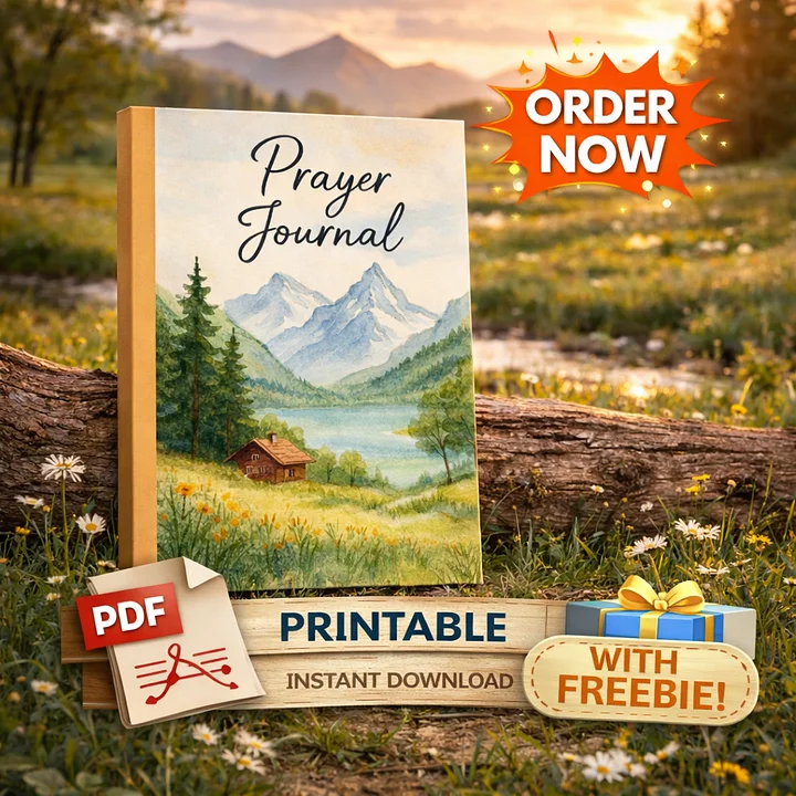 Prayer Journal | 30 Pages + Cover | Printable PDF | Instant Download + Freebies product image (1)