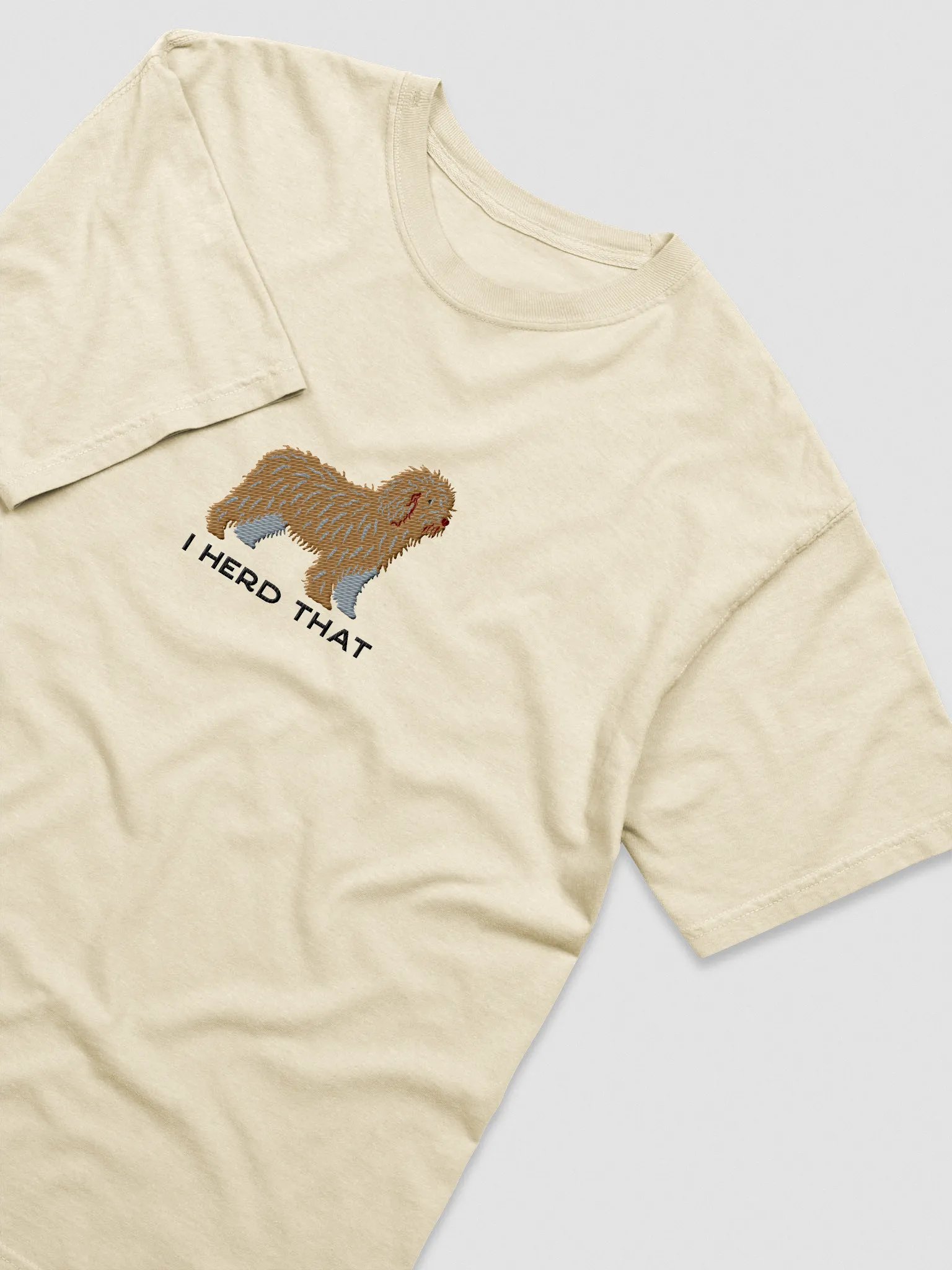 I Herd That T-Shirt(Embroidered) of a Spanish Water Dog(Tan) product image (6)