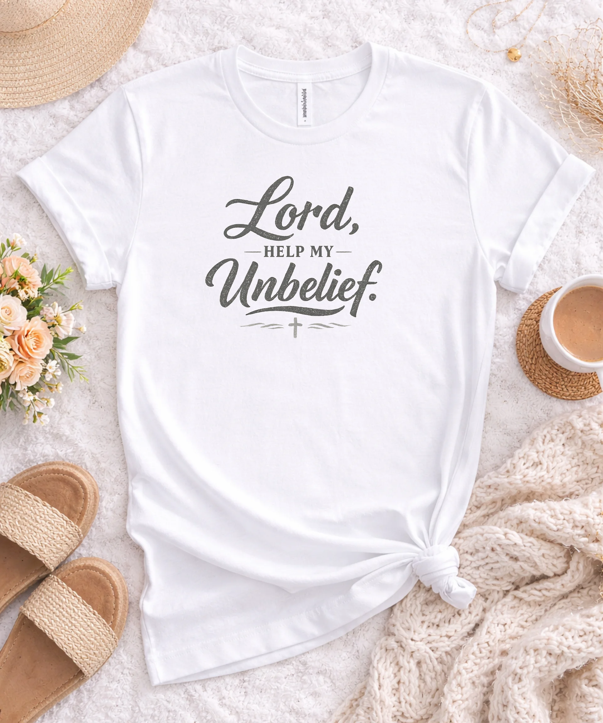 Lord Help My Unbelief Shirt, Christian Graphic Tee, Bella Canvas Supersoft Faith Shirt, Mark 9:24 Minimalist Christian T-Shirt product image (1)