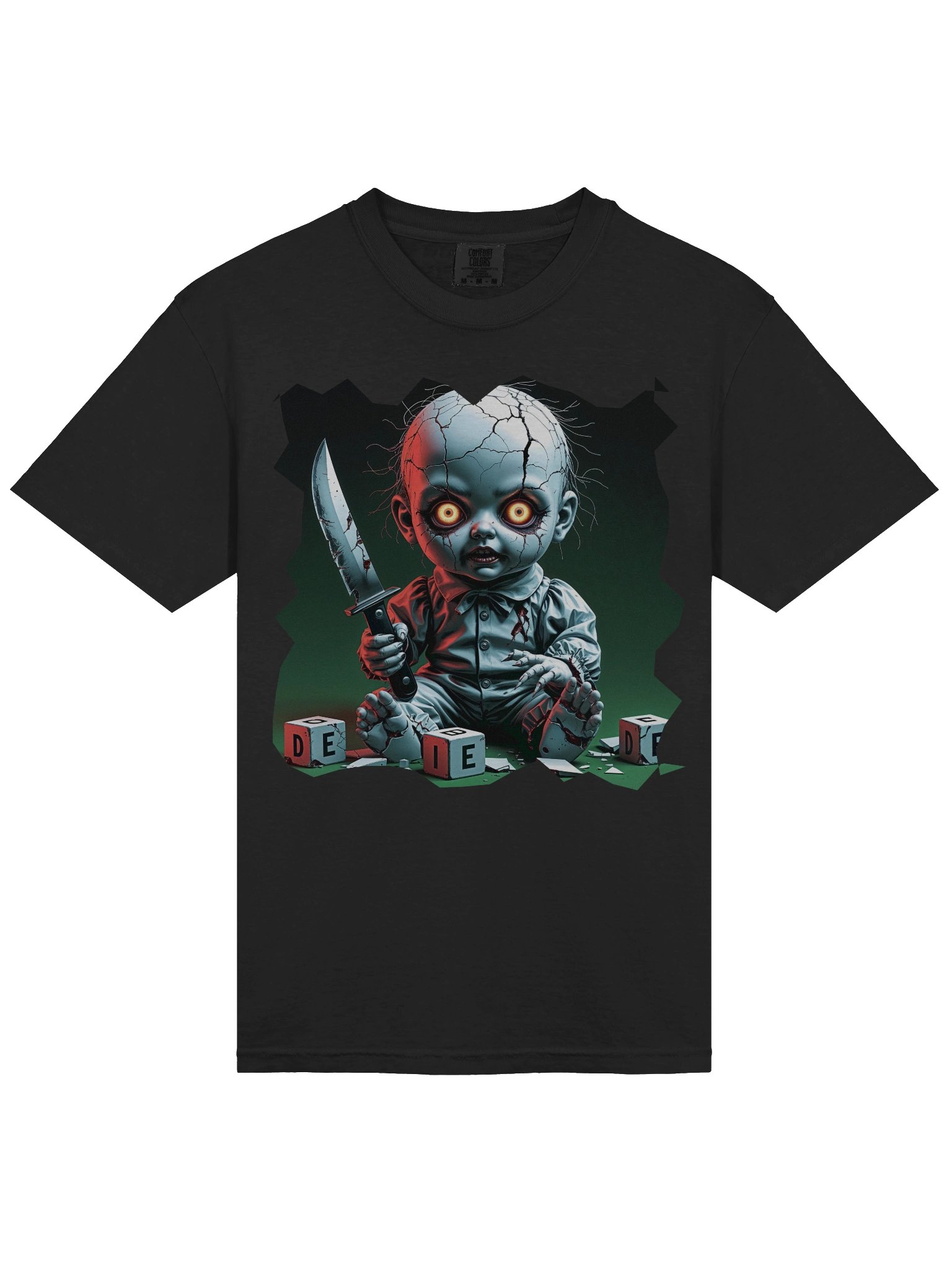 Creepy Doll Knife Tee – Happy Hallowicked Edition product image (3)