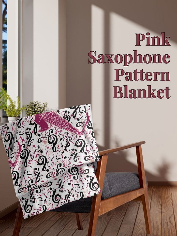 Pink Saxophone Pattern Throw Blanket product image (1)