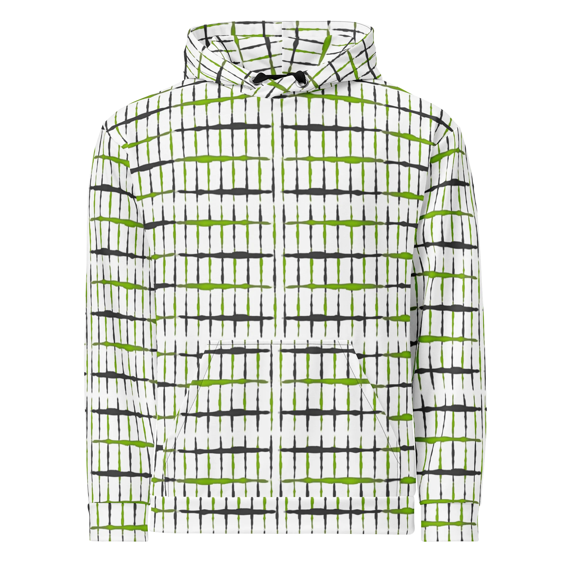 Neon Pulse Grid – Urban Style Green Interlock Unisex Hoodie product image (6)