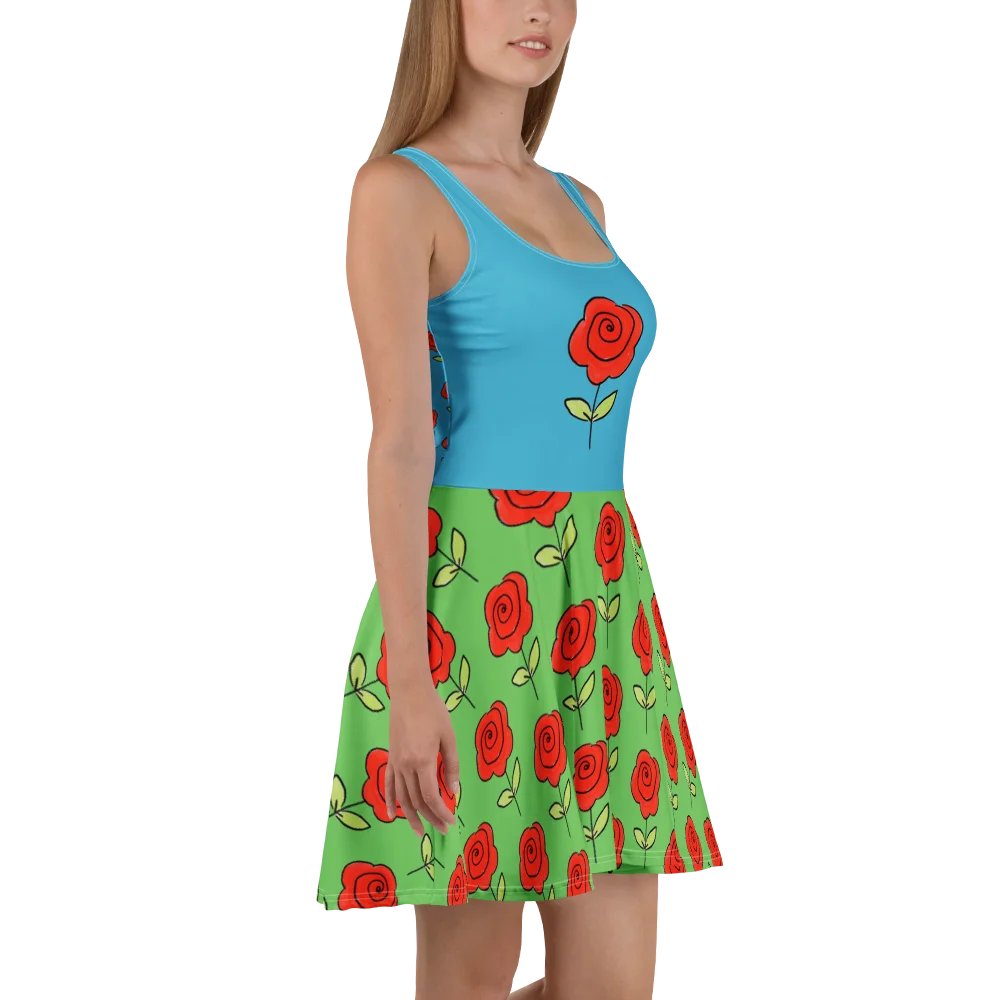Whimsical Roses All-Over Print Sleeveless Skater Dress product image (4)