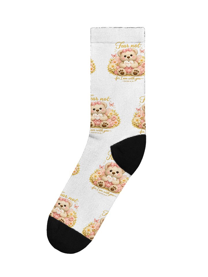 Cozy Faith Teddy Bear Crew Socks product image (1)