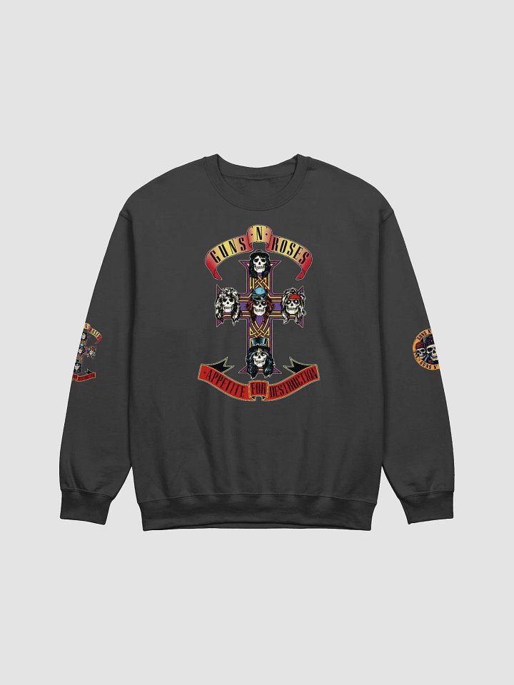 Guns N’ Roses Appetite for Destruction Sweatshirt | Cross Skull Front & Sleeve Graphics | Classic Hard Rock Outerwear product image (1)