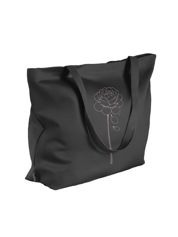 Rose "love hard" Organic Cotton Tote Bag - Black product image (2)