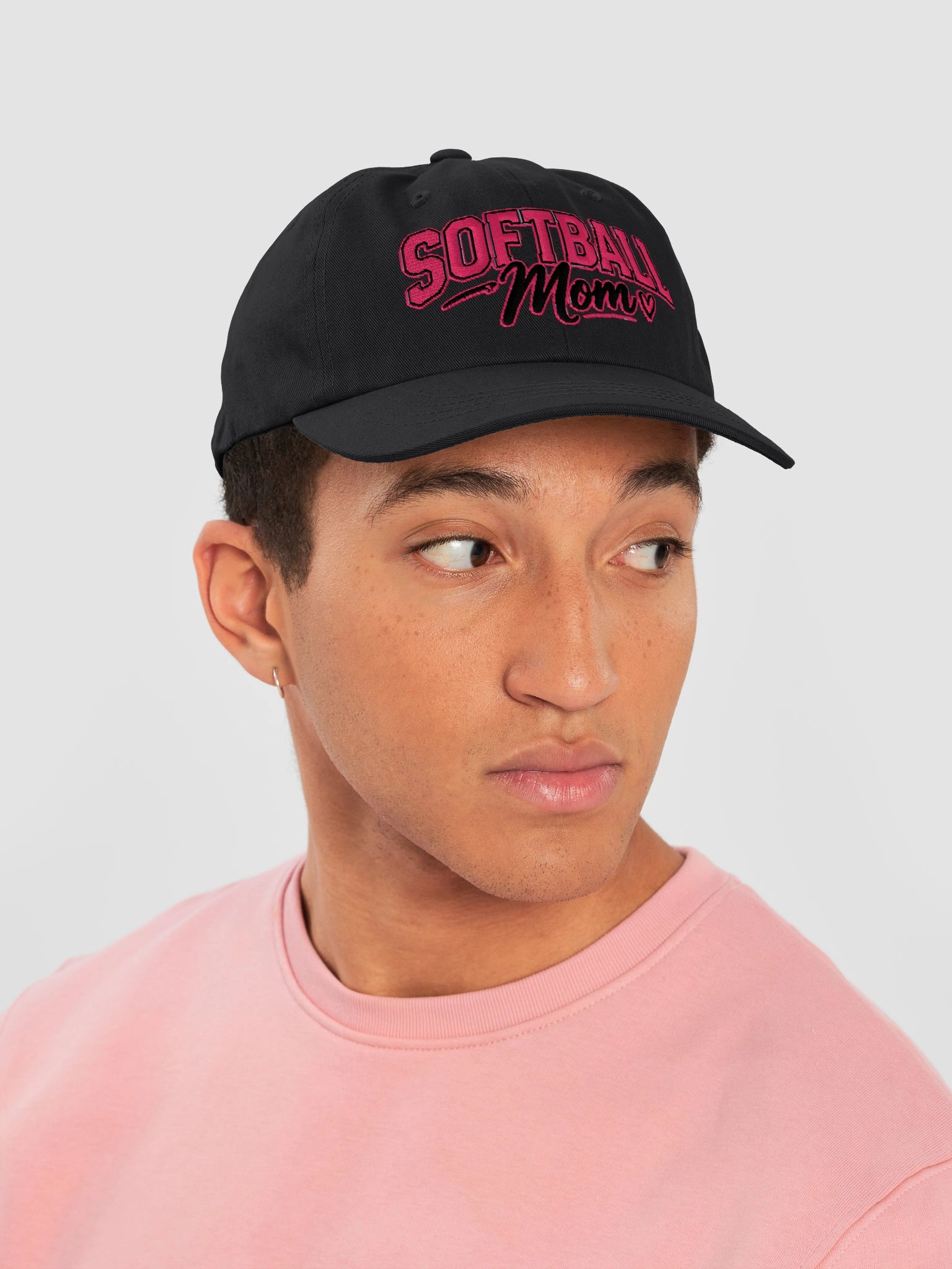 Softball Mom Dad Hat | Pink Script Softball Mom Baseball Cap product image (6)