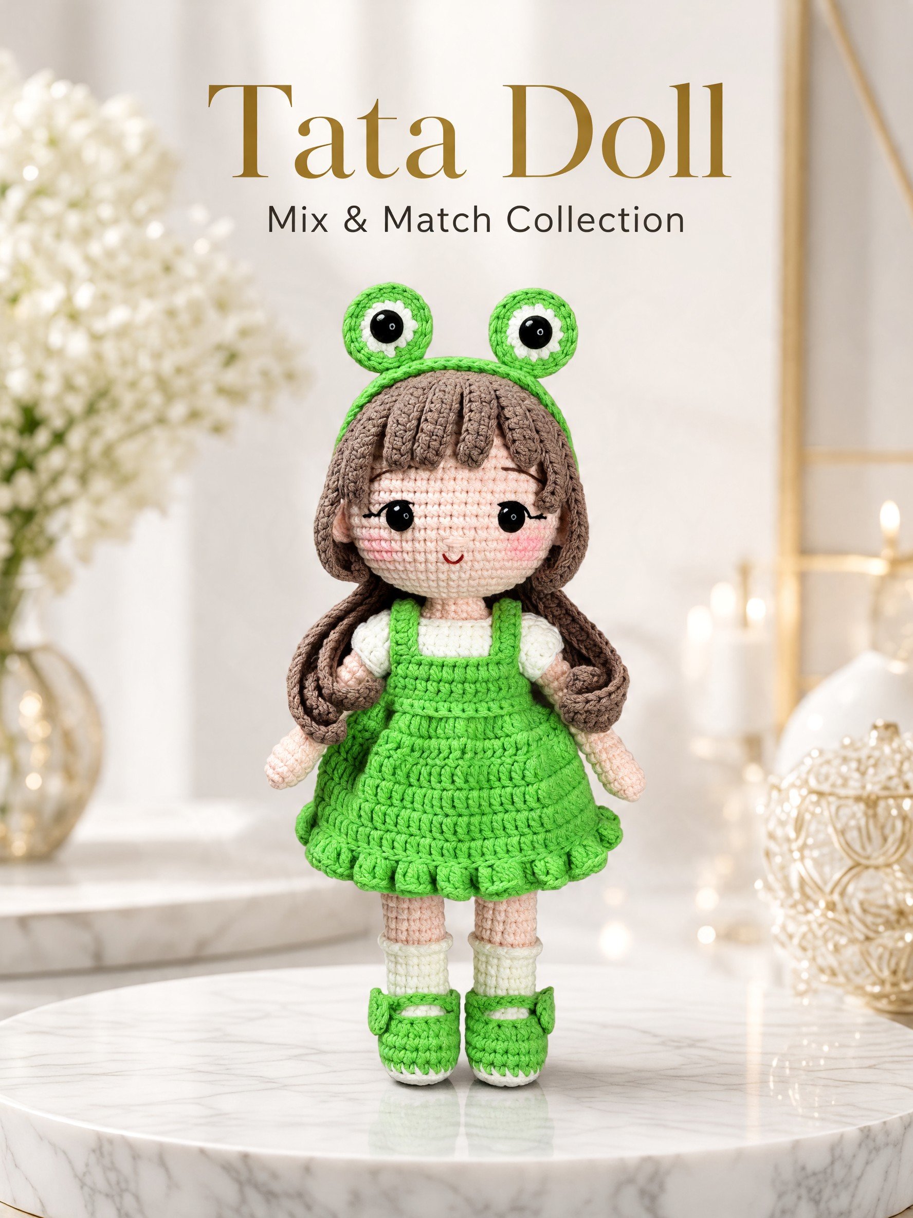 PDF | Crochet 9-inch Tata Doll in Frog Outfit | Amigurumi Doll Pattern product image (2)