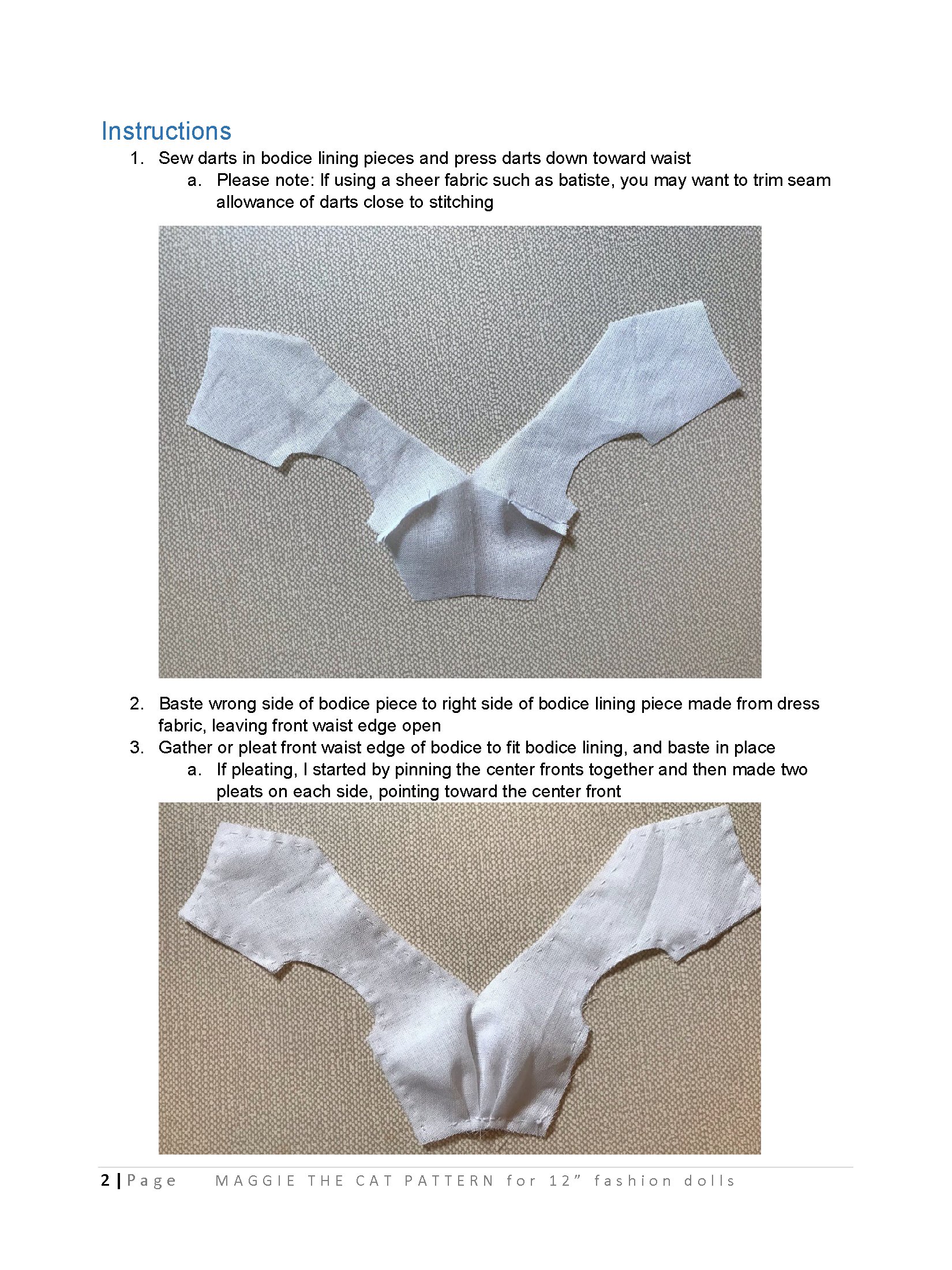 Maggie the Cat sewing pattern for 12" fashion dolls product image (3)