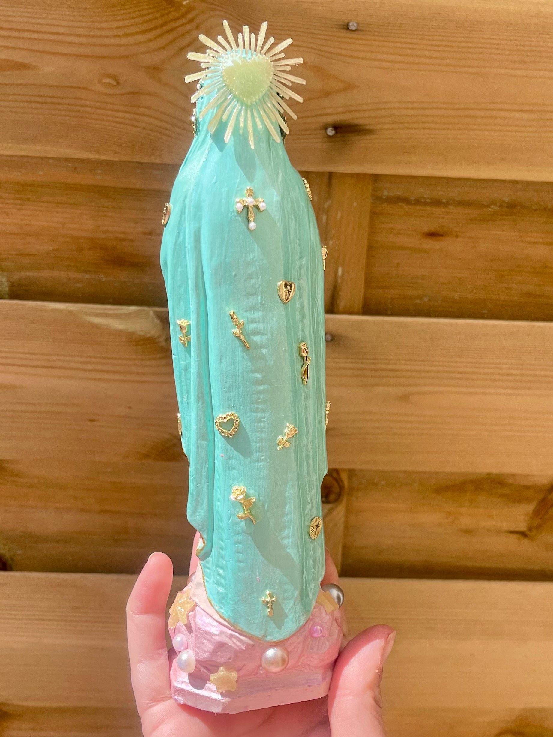 Handmade Virgin Mary Statue | Stella Maris Seashell Decor, French Riviera Artisan Figurine product image (5)
