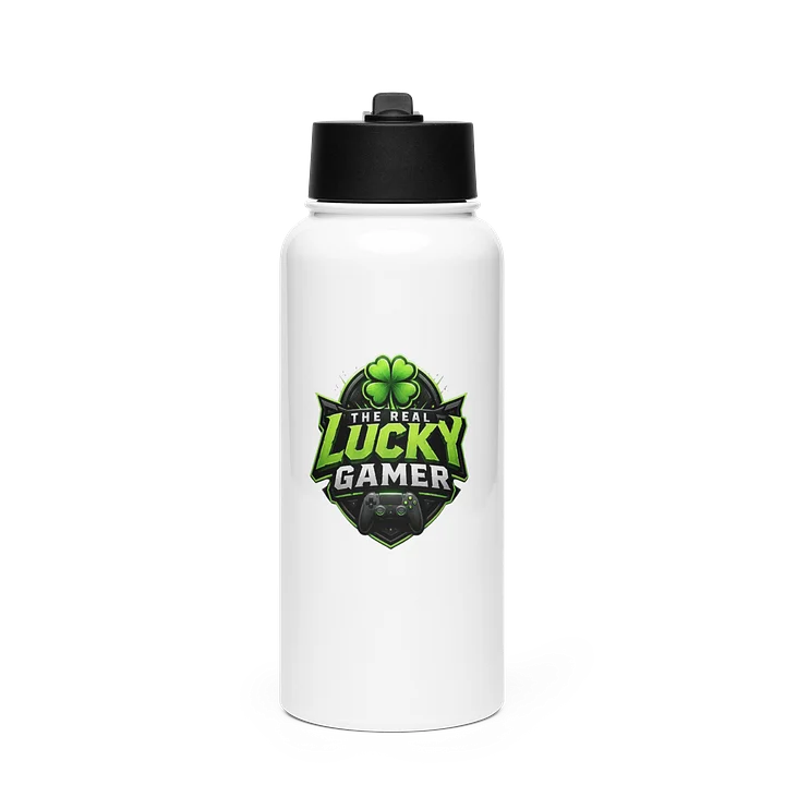 The Real Lucky Gamer Crest — 32oz Straw Bottle product image (1)
