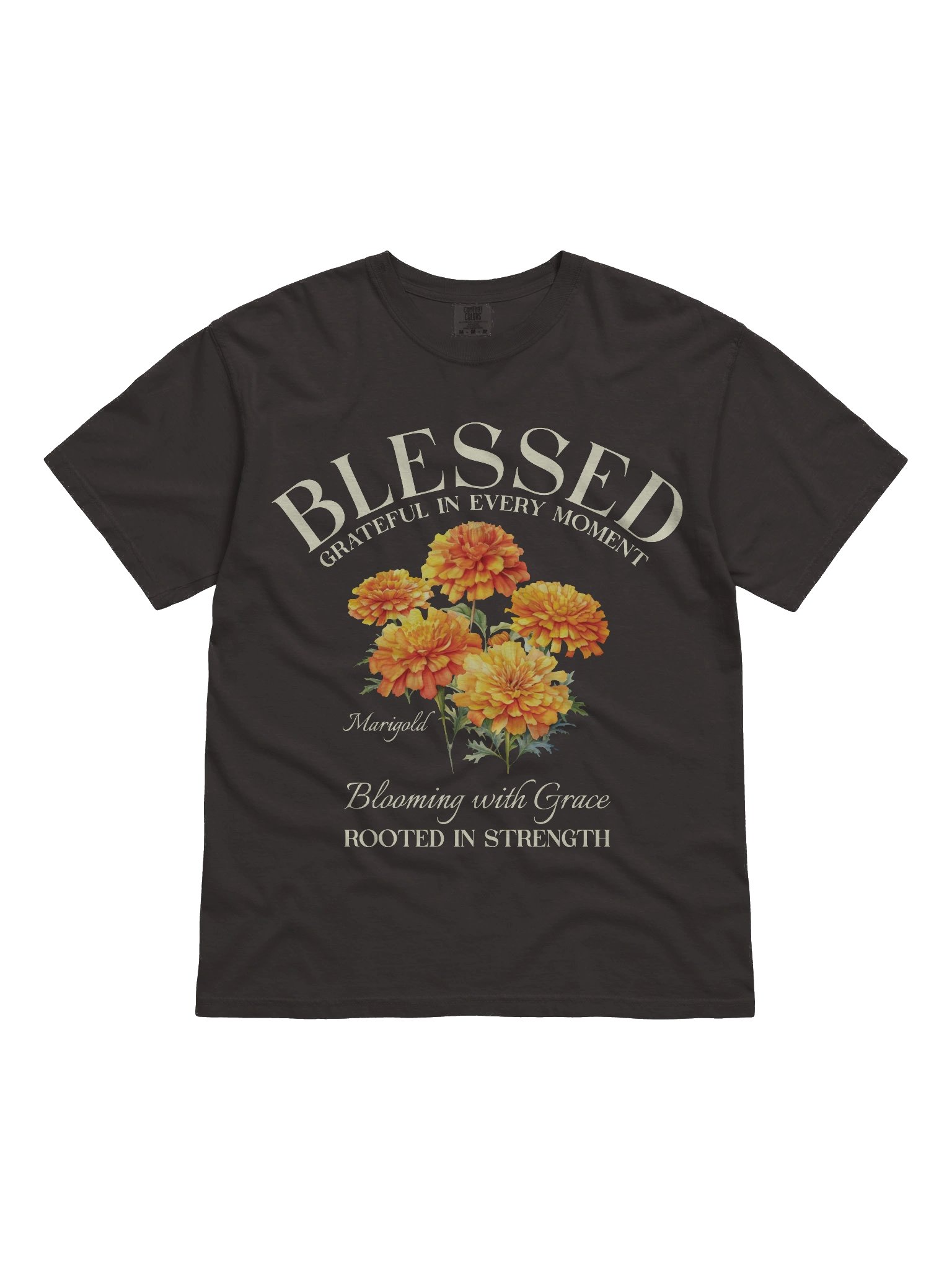 October Blessed Marigold Flower Shirt – Blooming with Grace, Rooted in Strength Graphic Tee product image (4)