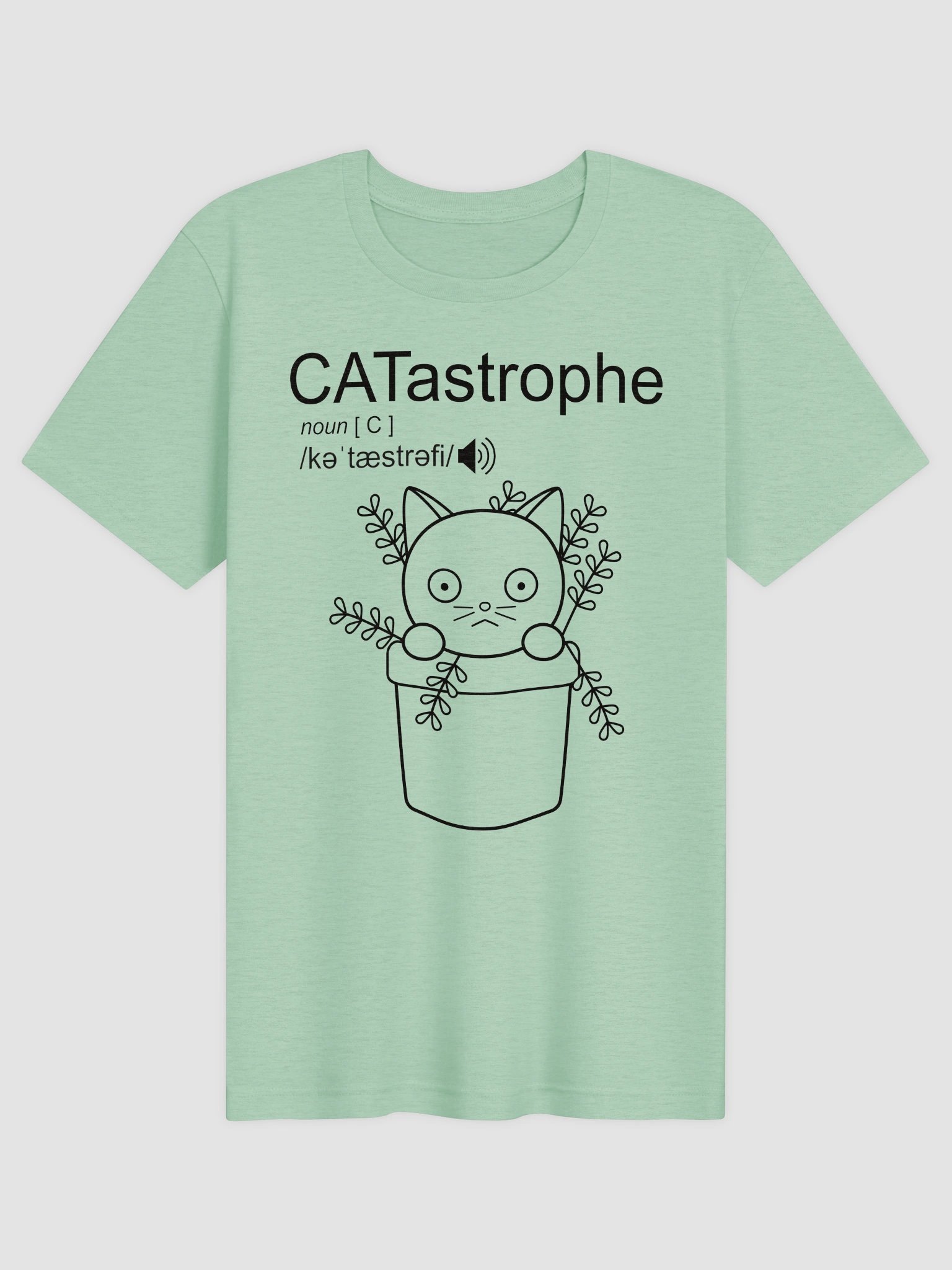 CATastrophe (Cat in Plant Pot - Black Print) - Unisex Adult Super Soft Lightweight T-shirt product image (1)