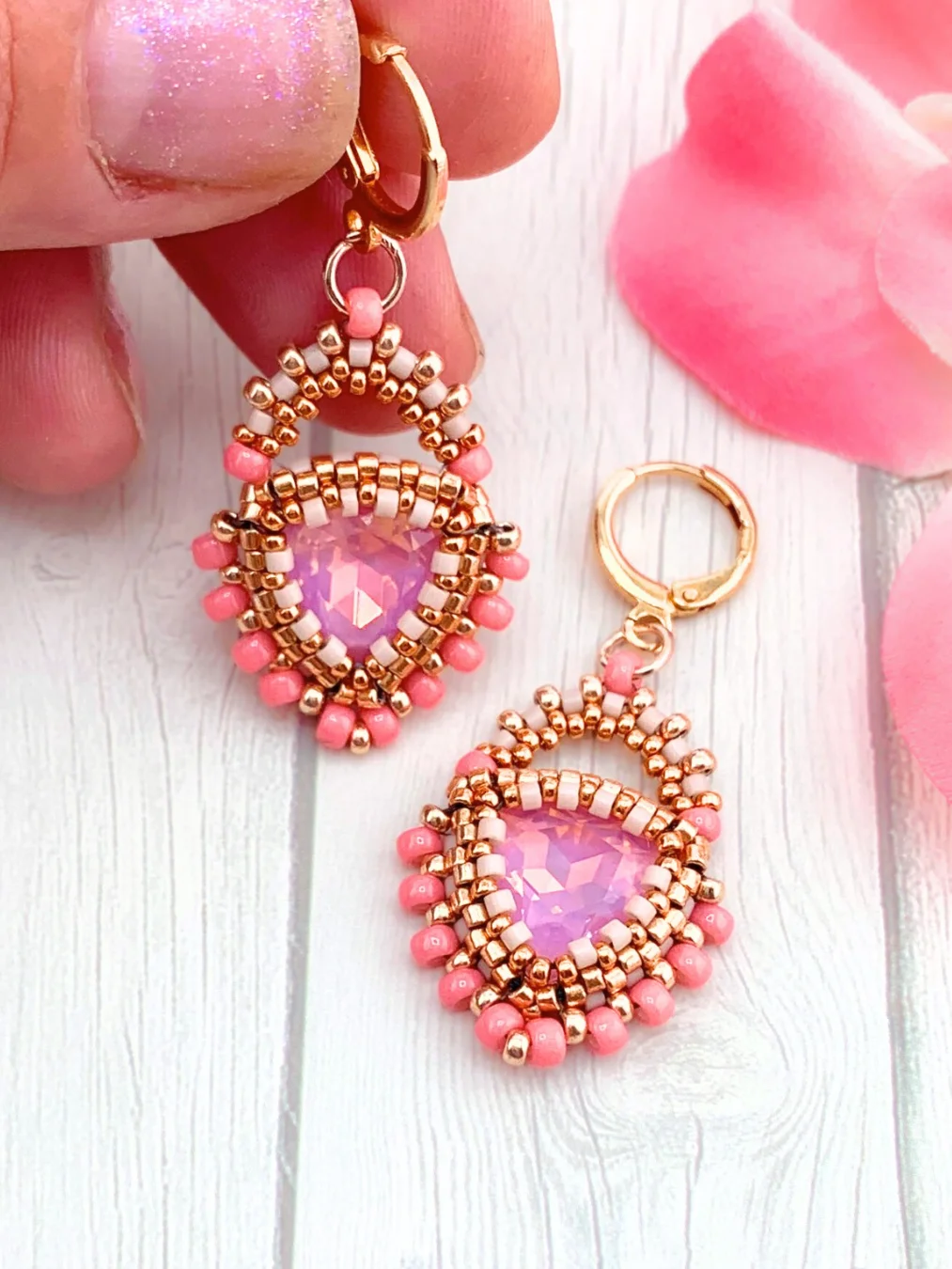 Crystal Cove Earrings in Pink and Rose Gold product image (4)
