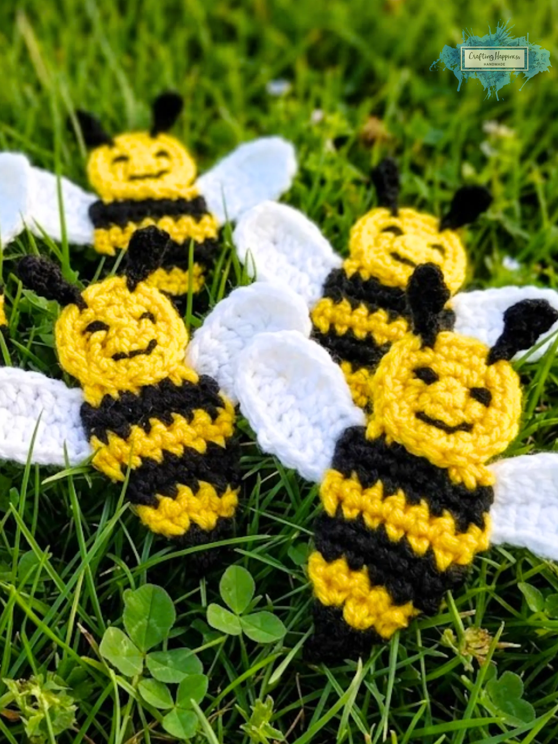 Happy Bee Crochet Applique Pattern | Modular Shapes (US Terms) product image (3)