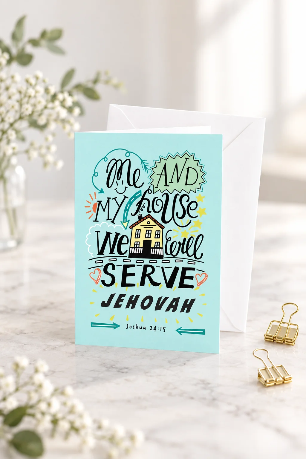 “Me and My House Will Serve Jehovah” Greeting Card — Joshua 24:15 product image (2)