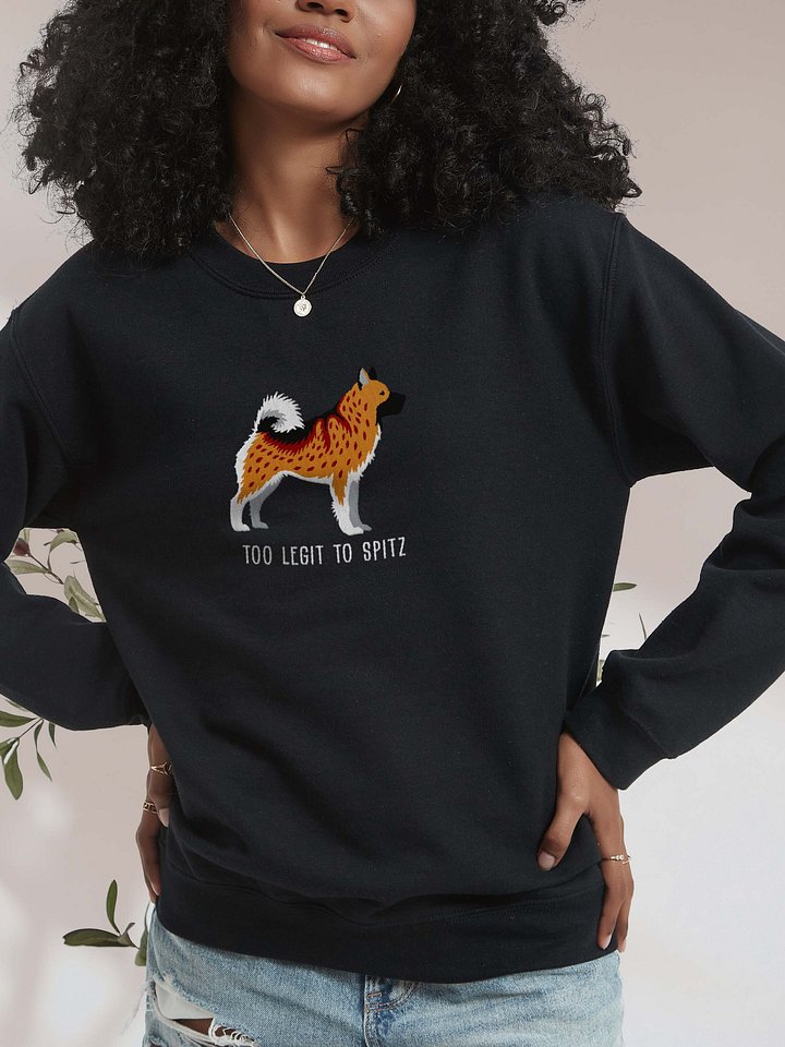 Too Legit to Spitz Sweatshirt (Embroidered) of a Norwegian Elkhound(Brown) product image (2)