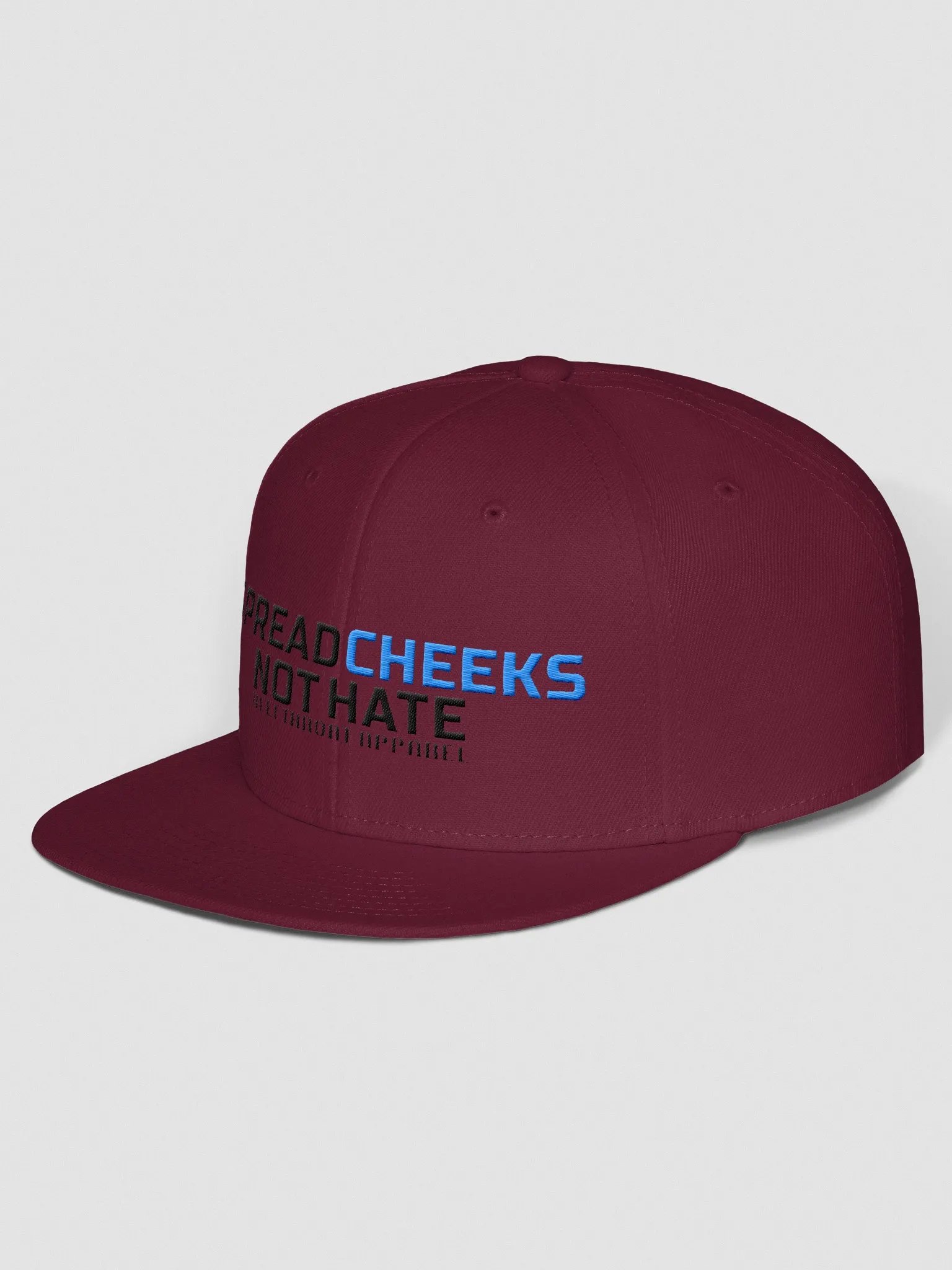 Cheeky Optimism: Spread Cheeks, Not Hate Wool Blend Snapback product image (2)