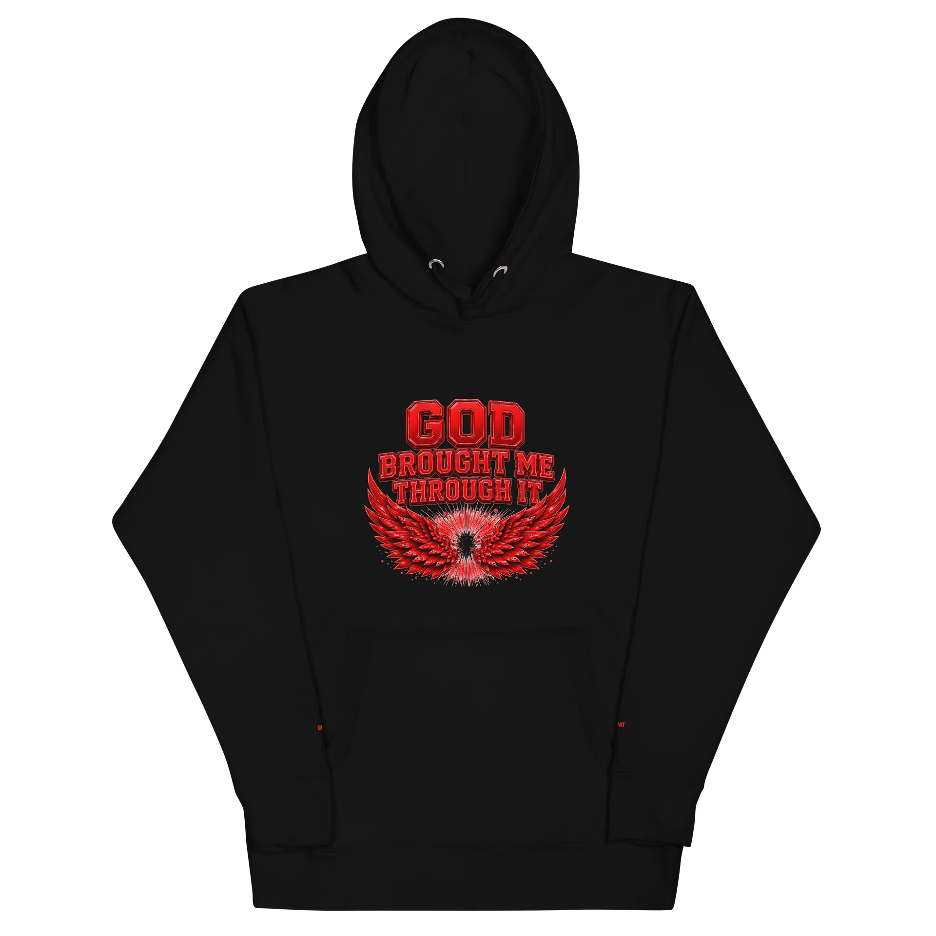 God Brought Me Through It Black Hoodie – Red Wings Edition product image (2)