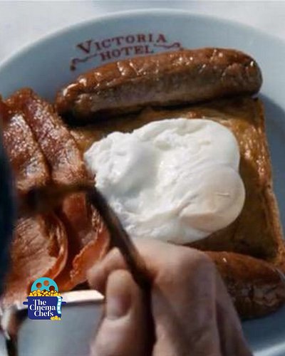 The movie scene: Welsh rarebit with a poached egg (not too runny), bacon, and some sausages from The Phantom Thread.

Get it ...