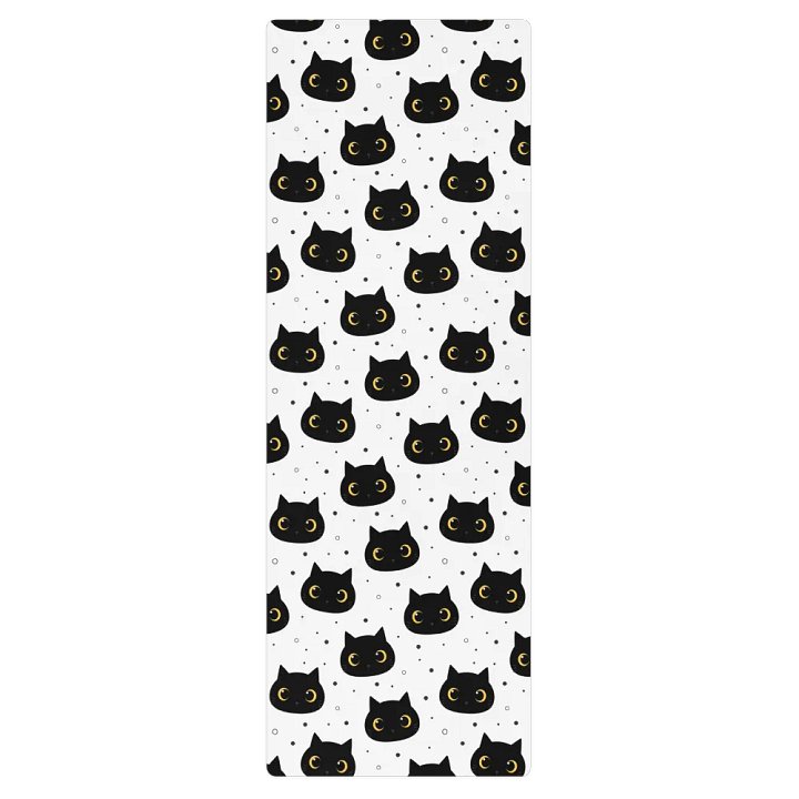 Cute Black Cat Face Yoga Mat product image (2)