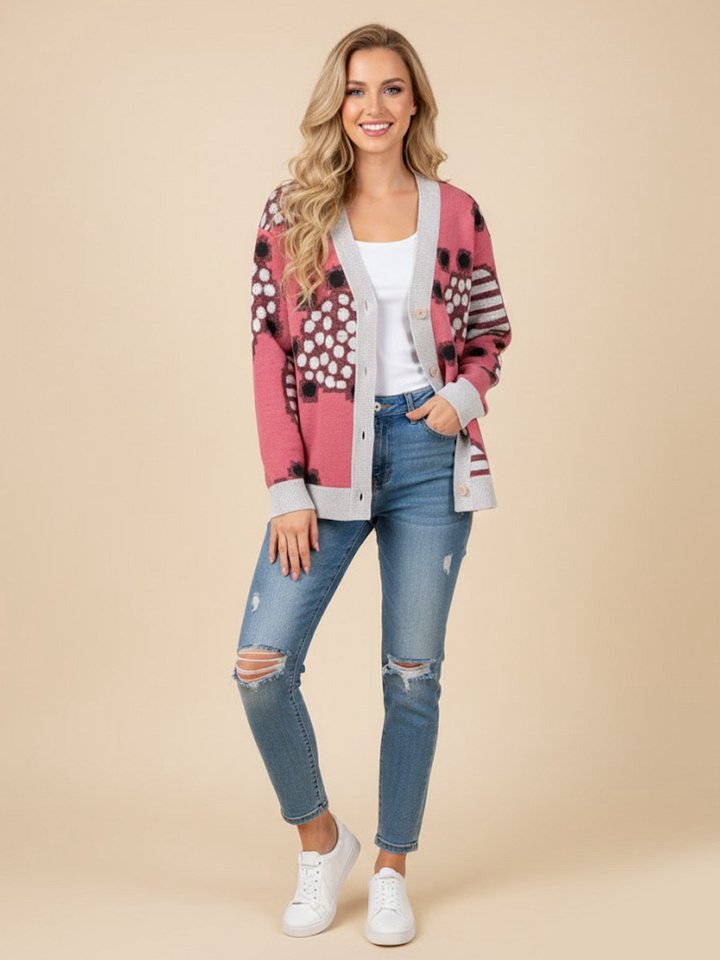 GEOMETRIC FUSION KNITTED CARDIGAN product image (1)