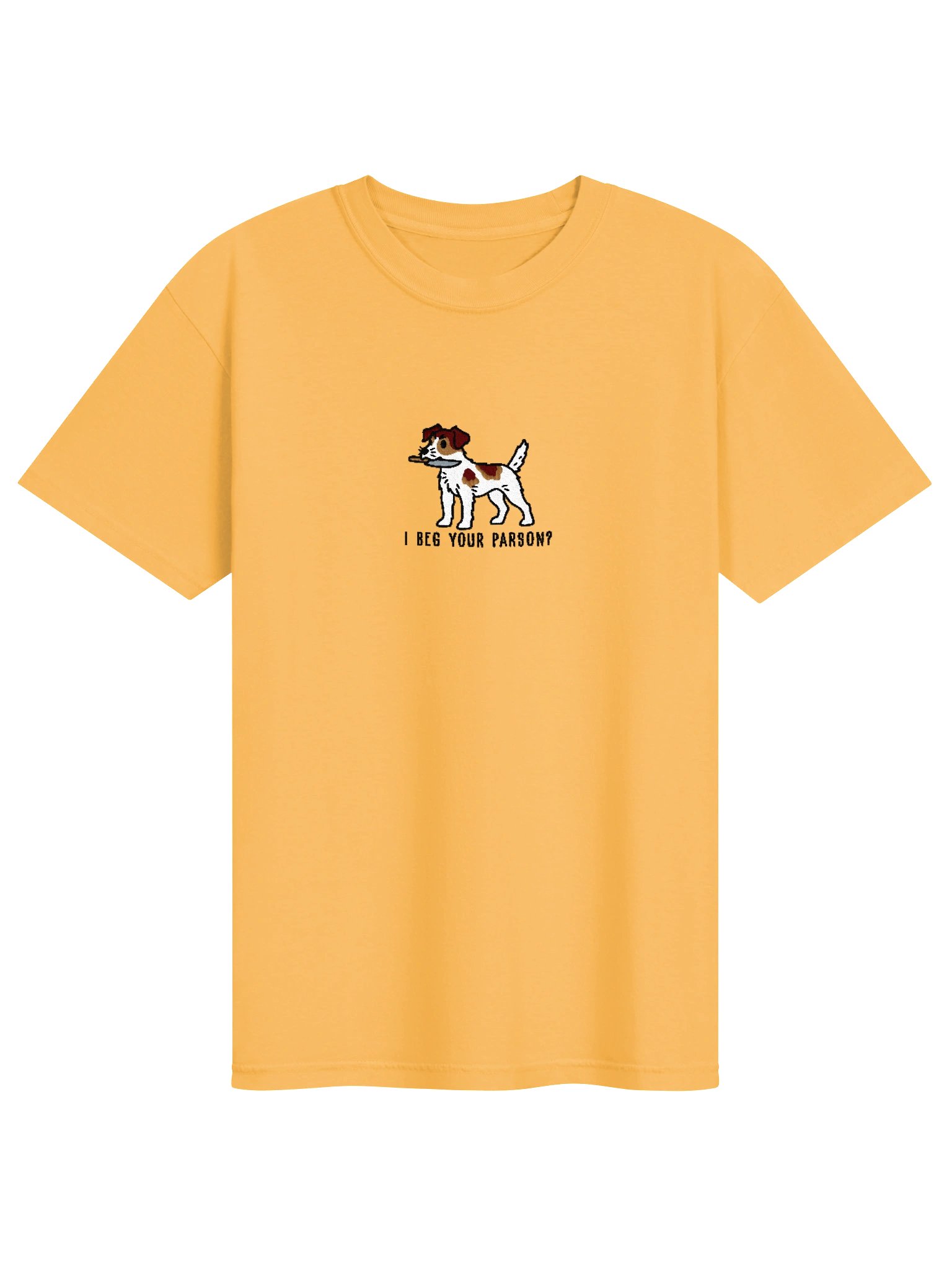 I Beg Your Parson? Funny Chibi-Style Embroidered T-Shirt for Parson Russell Terrier(Sable & White) Owners product image (1)