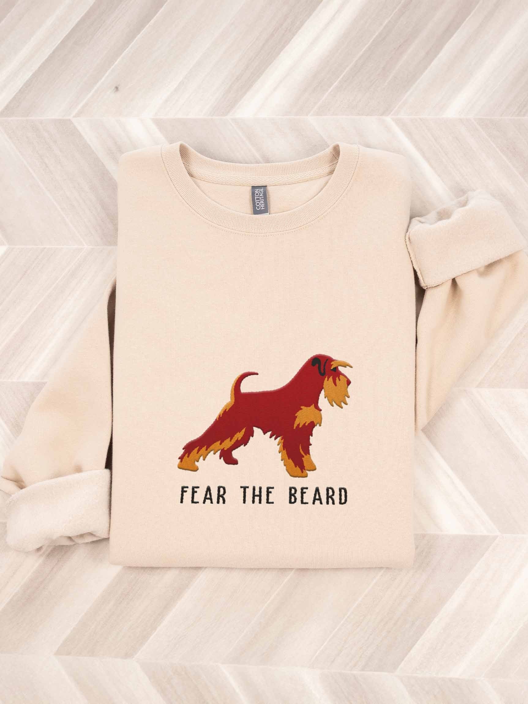 Fear the Beard Sweatshirt (Embroidered) of a Miniature Schnauzer(Liver & Tan) product image (1)