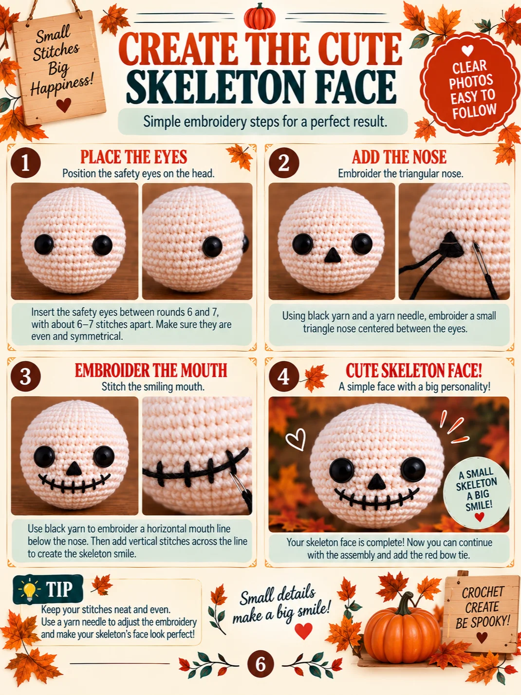 Halloween Skeleton Crochet Pattern PDF | Beginner Amigurumi Tutorial product image (4)