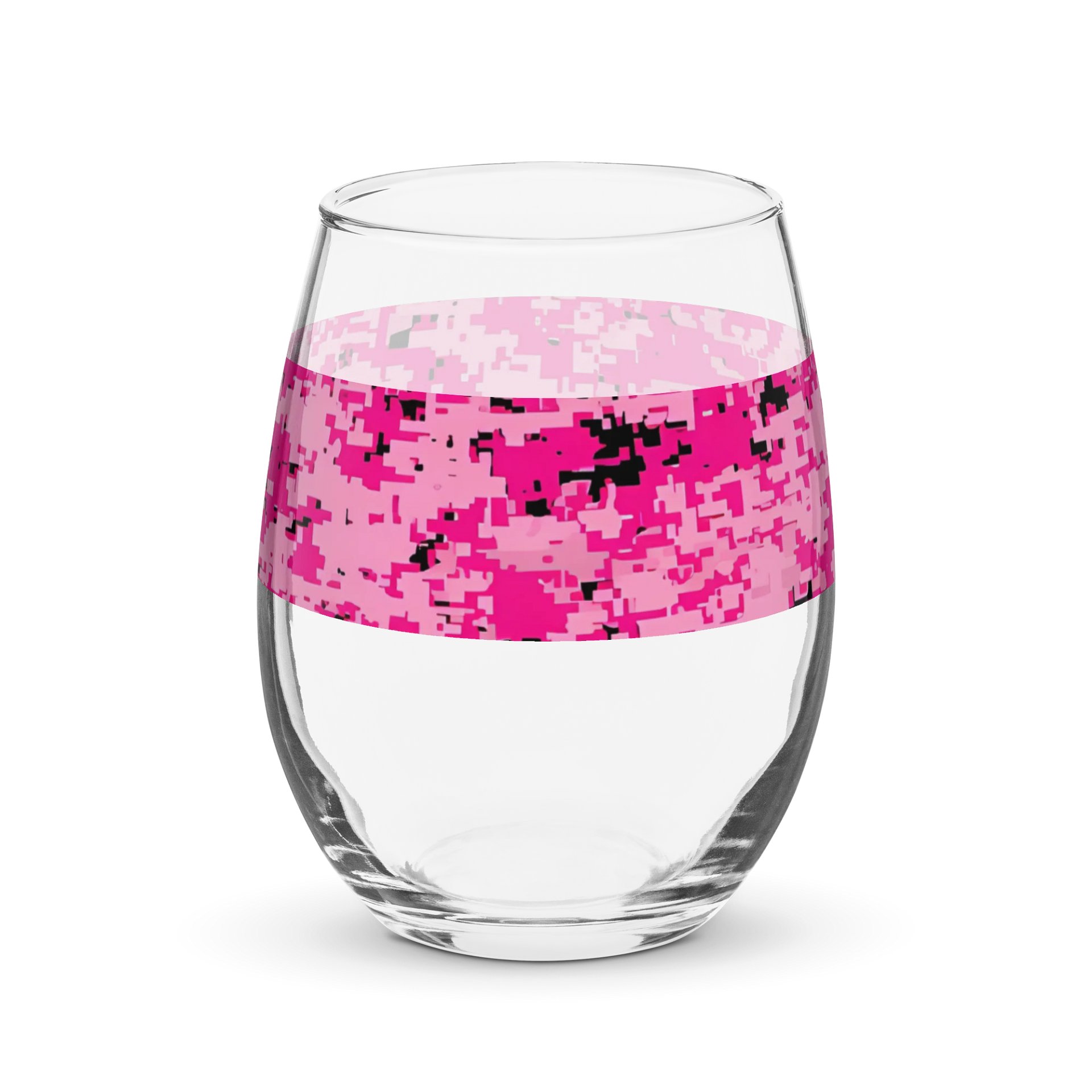 Pixelated Pink Camo Stemless Wine Glass product image (4)