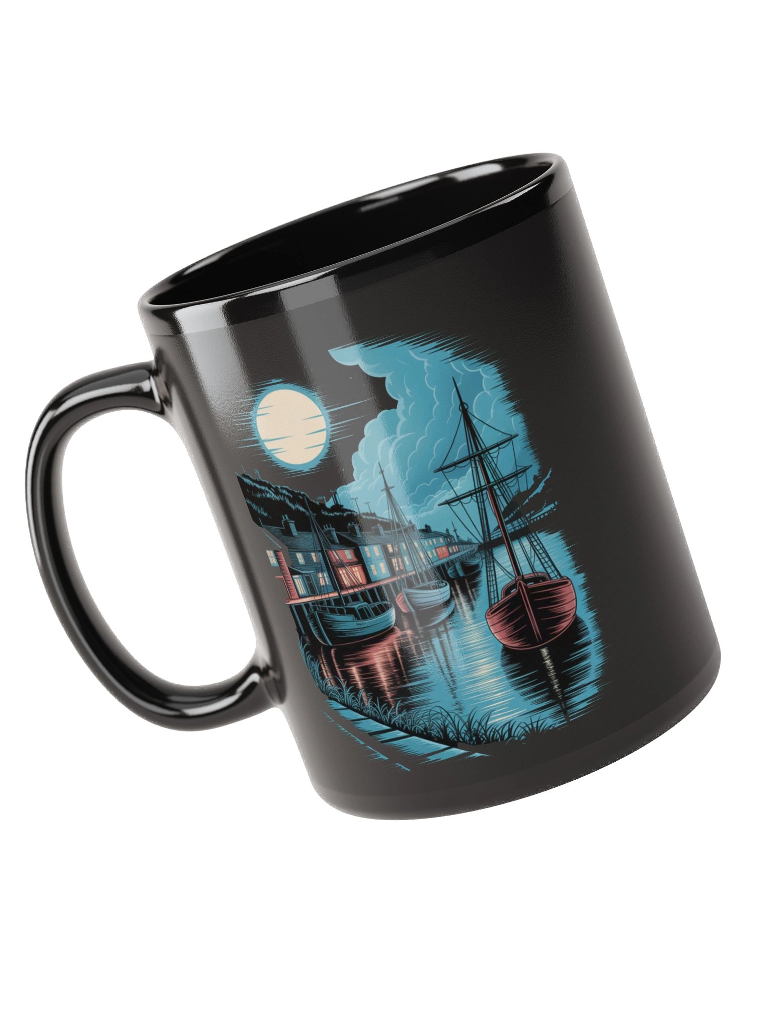 Moonlit Cornish Harbour Mug product image (6)