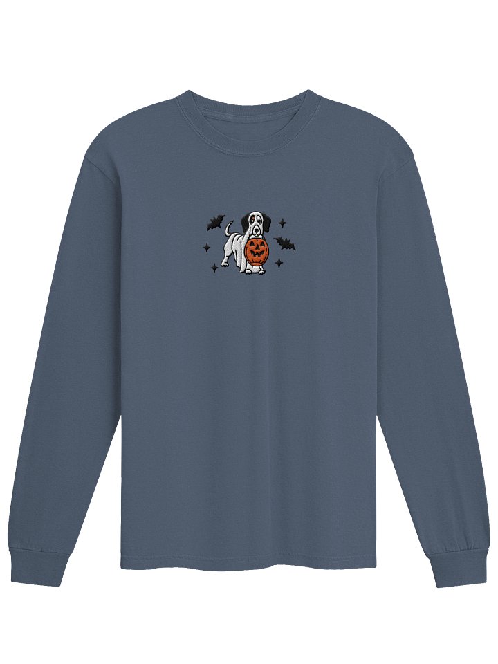 Halloween Dachshund(Pied, Black) Embroidered Long-sleeved T-Shirt product image (2)