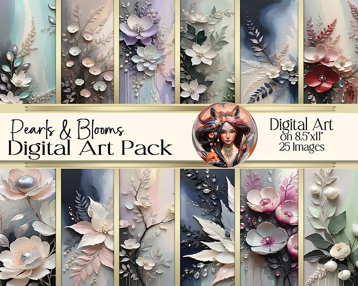 Pearls and Blooms Digital Art Pack product image (1)