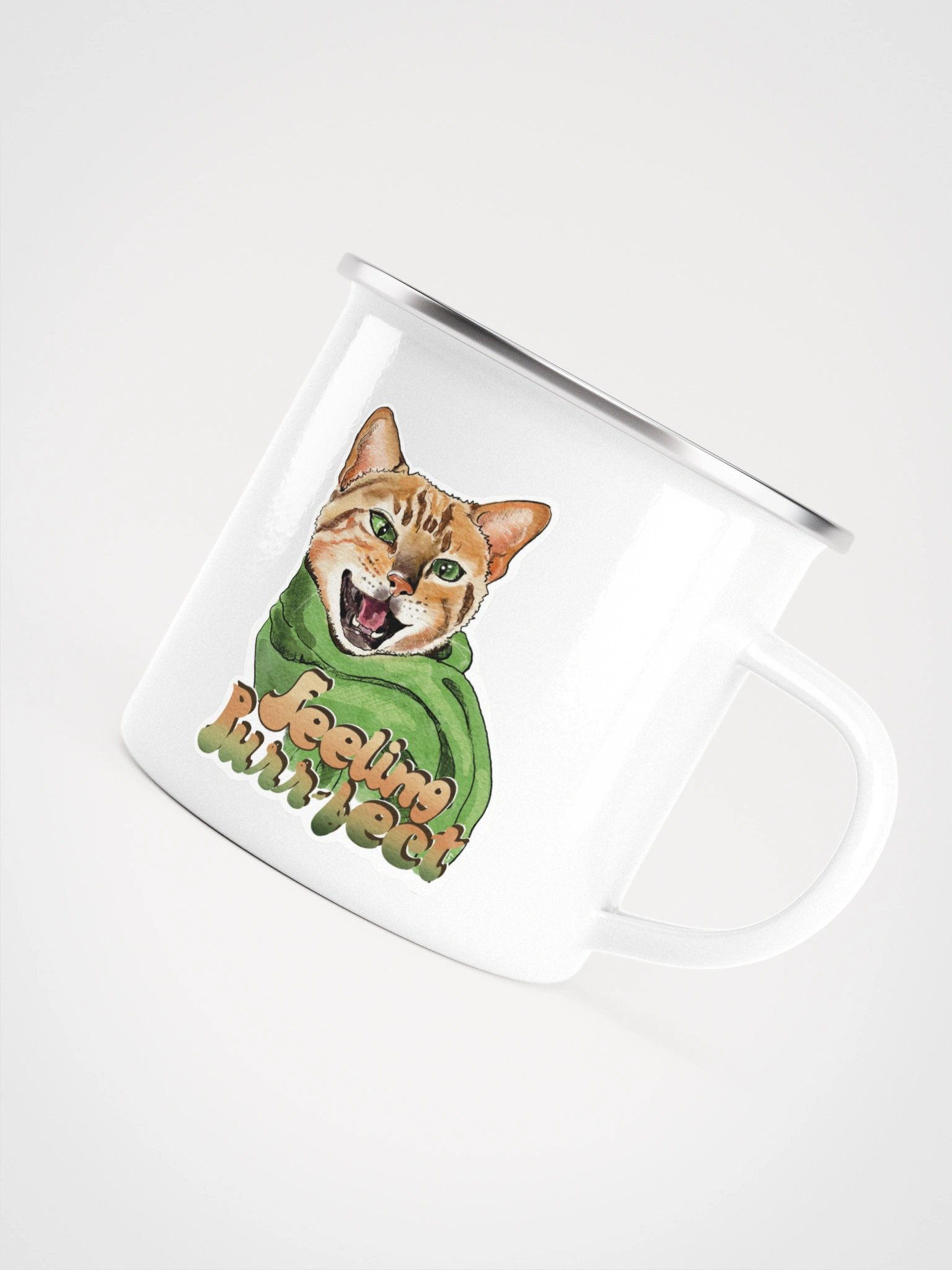 Feeling Purr-fect Cat with a scarf Enamel Mug product image (5)