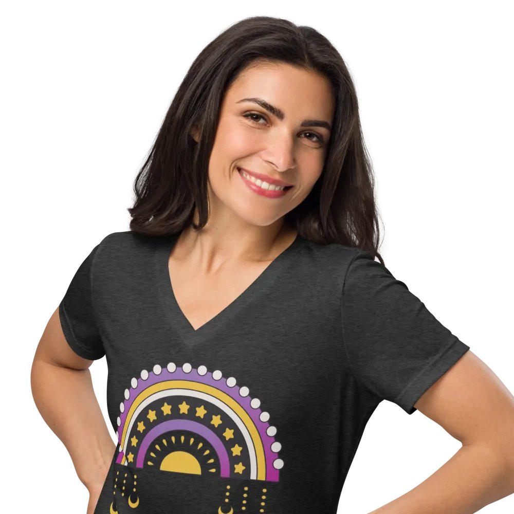 Non-Binary Rainbow V-Neck Tee product image (23)