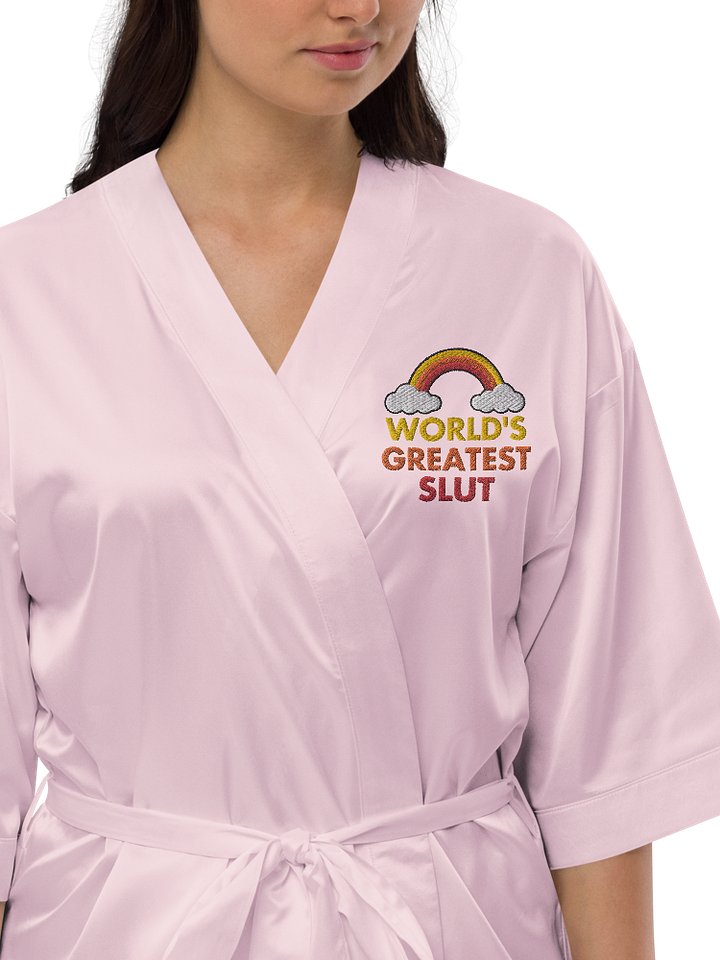 World's Greatest Slut embroidered satin robe product image (1)