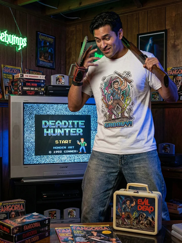 8-Bit Ash: Army of Darkness 90s Graphic Tee product image (1)