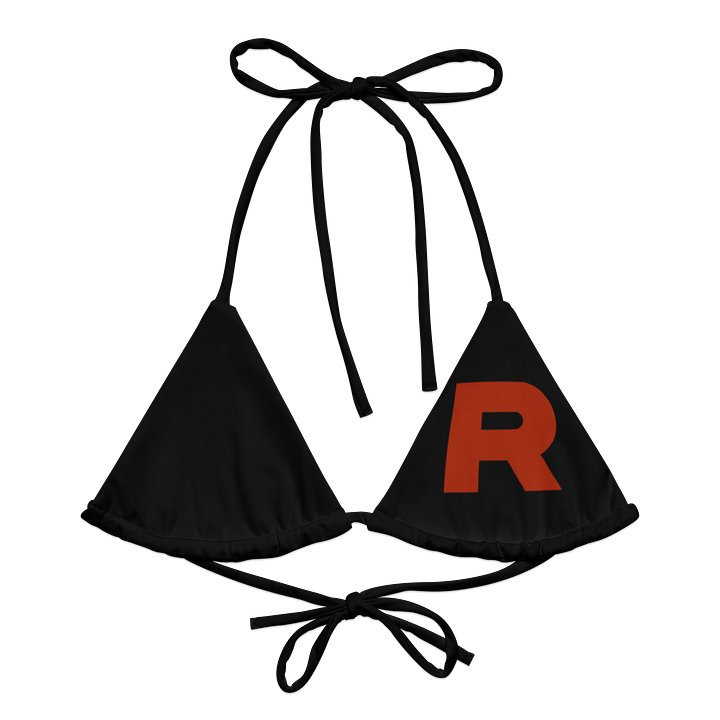 Bold Red 'R' Graphic String Bikini Top product image (2)