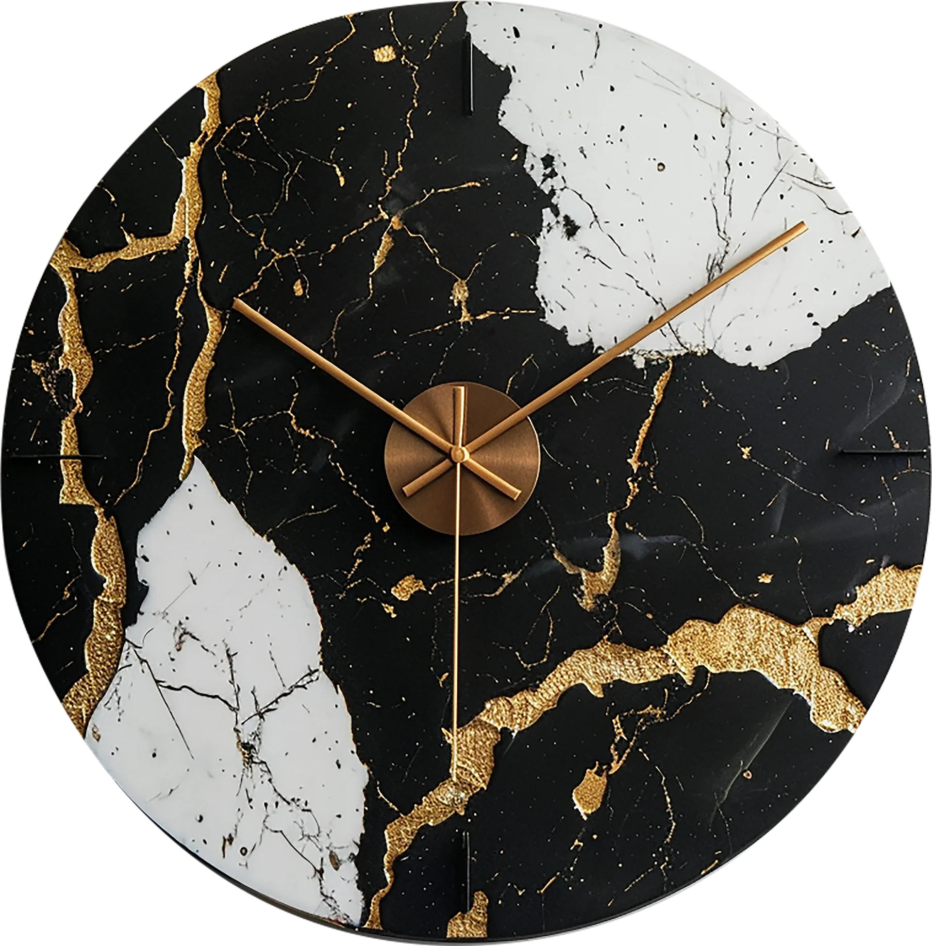 Timeless Contrast – Kintsugi Wall Clock PNG product image (1)