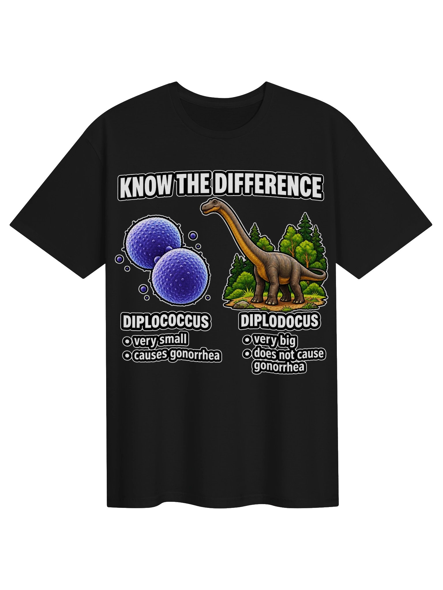 Diplococcus vs Diplodocus – Know the Difference Funny Science T-Shirt product image (1)