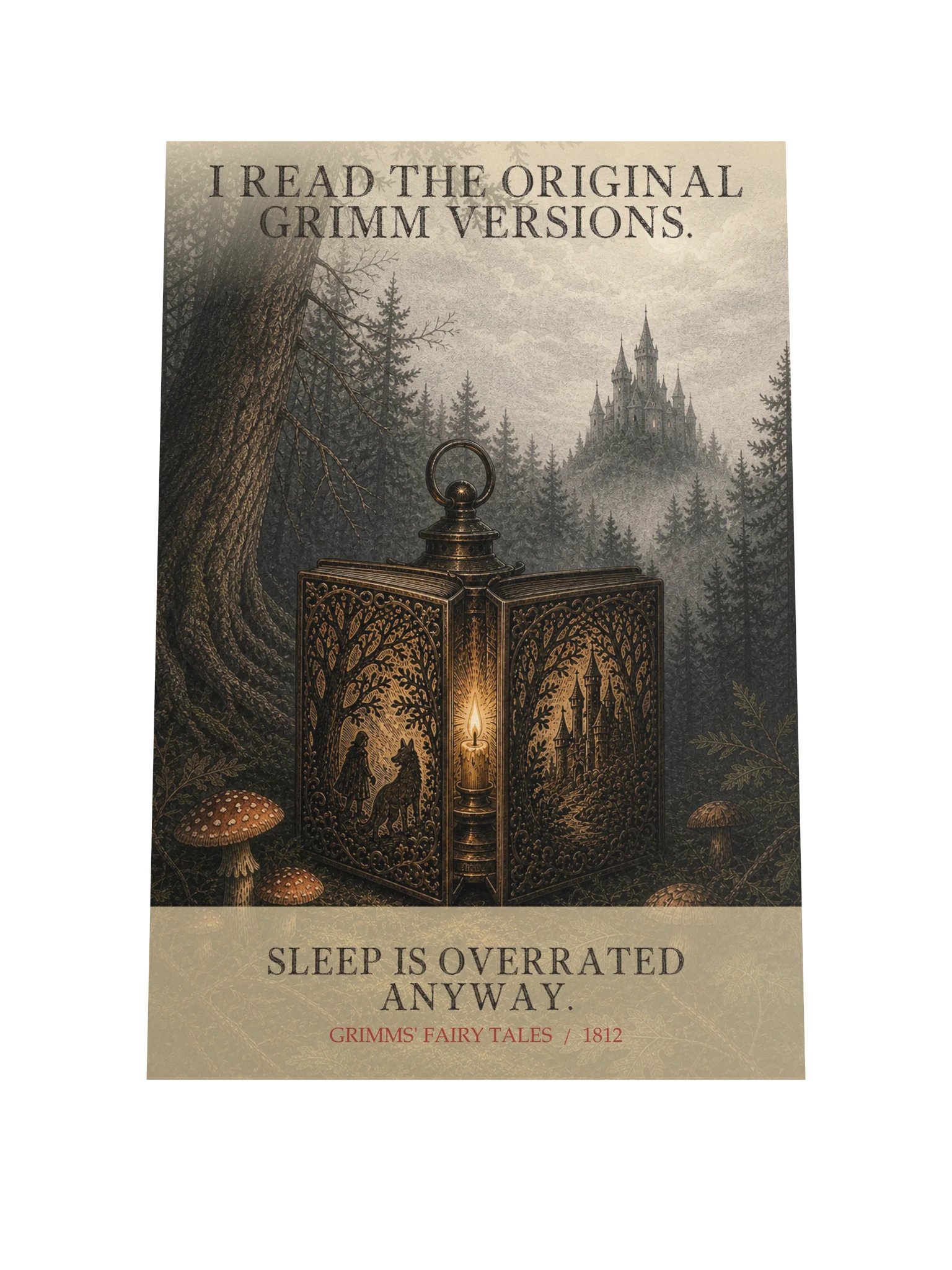 Read Original Grimm Versions Sleep Overrated Anyway -- Grimms Fairy Tales Art Print product image (9)