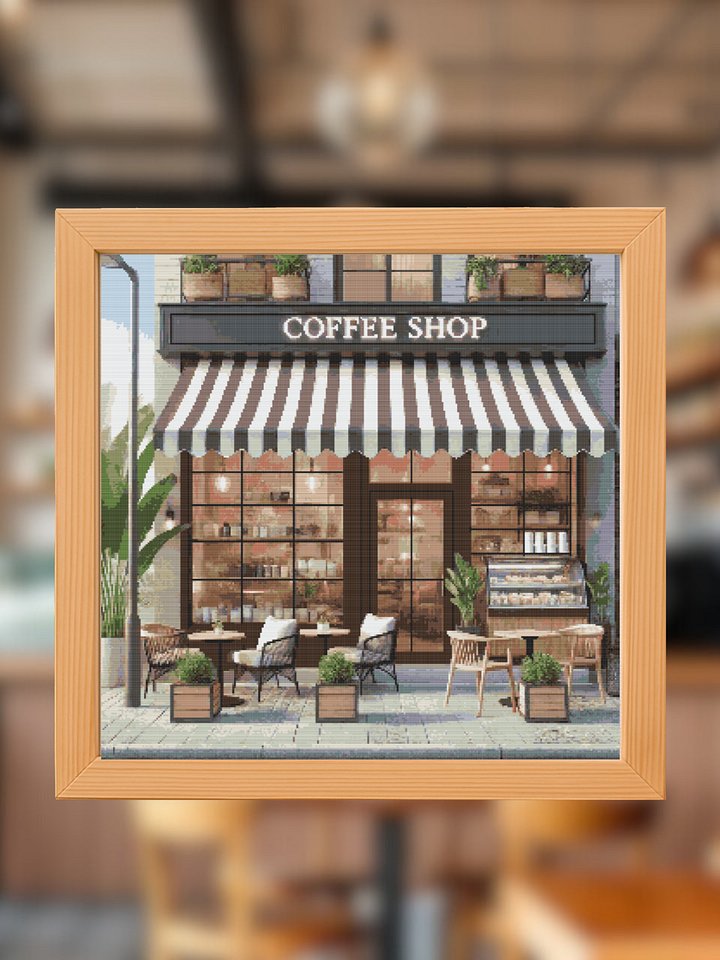 Coffee Store Front Cross Stitch Pattern product image (1)