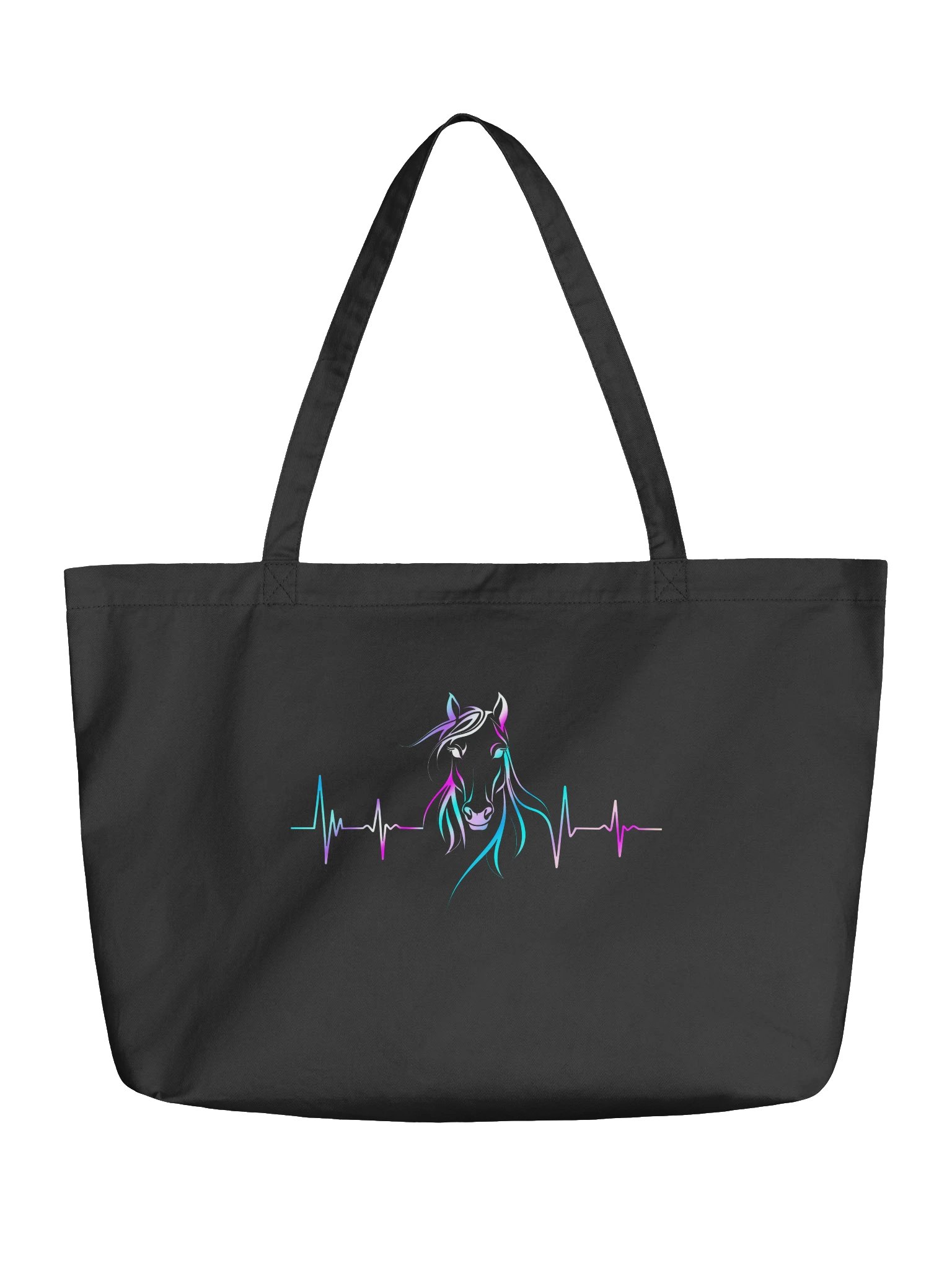 Horse Heartbeat Colorful Tote Bag | Equestrian Horse Lover Bag product image (1)