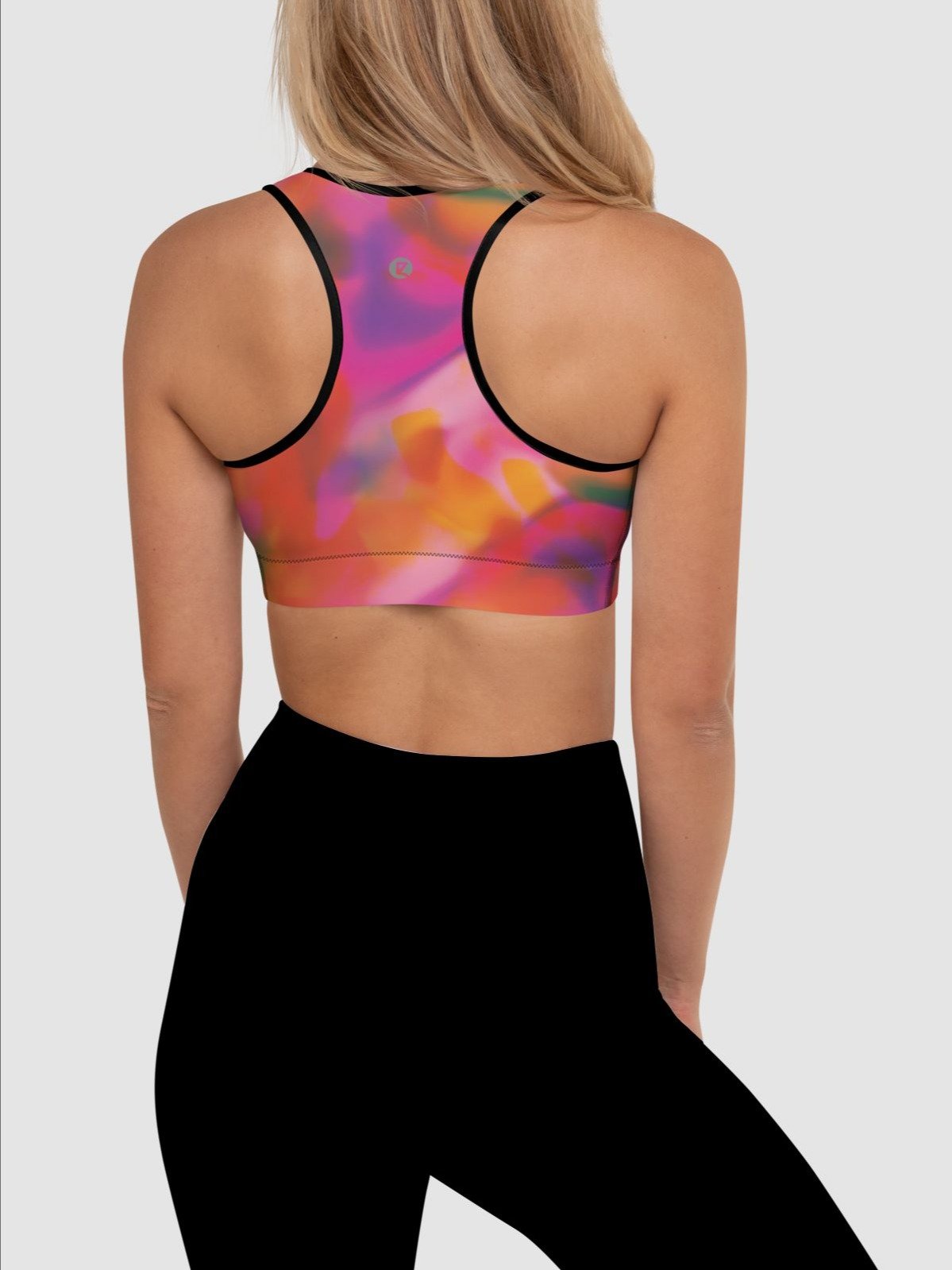 Printed Sport Bra "Trendy Vibrant Pink Orange Tie Dye" product image (6)