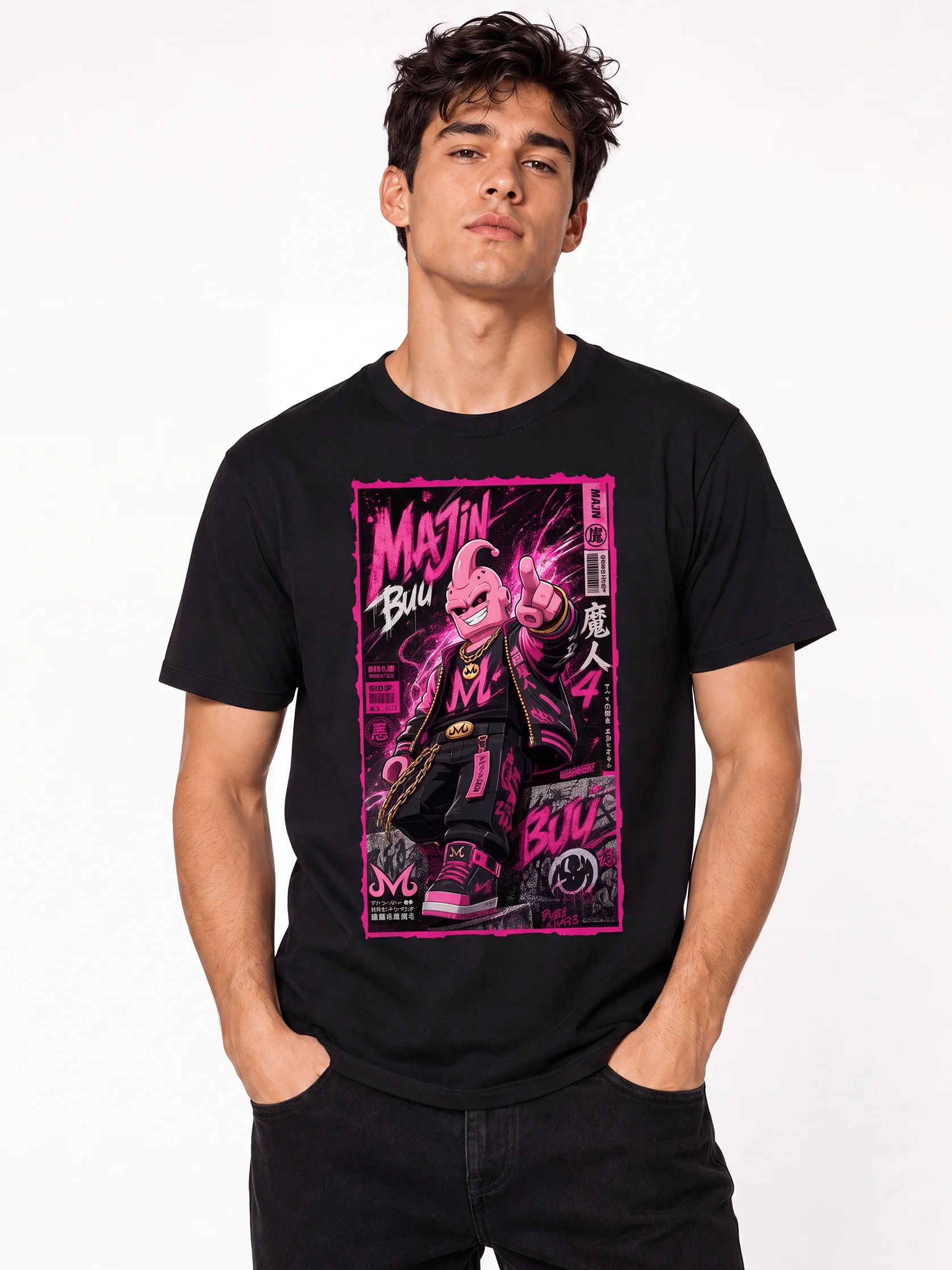 Majin Buu Lego-Style Neon Graffiti Streetwear Tee product image (1)