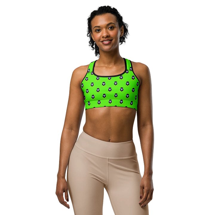Synthsquatch Fitness Bigfoot Monogram Logo All-Over Print Sports Bra (Neon Green) product image (1)